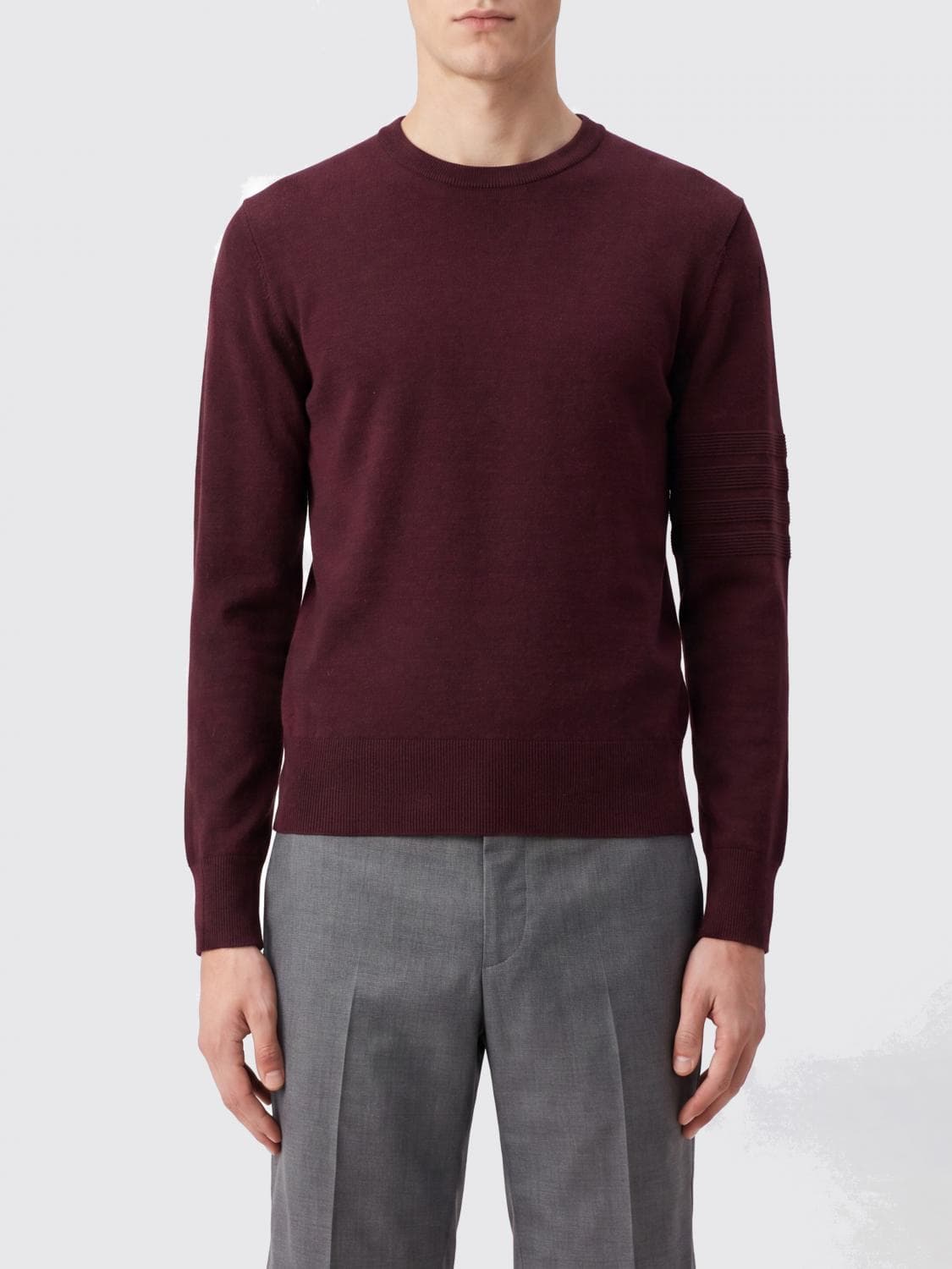 Thom Browne Long-Sleeved Virgin Wool and Linen Blend Crewneck Jumper