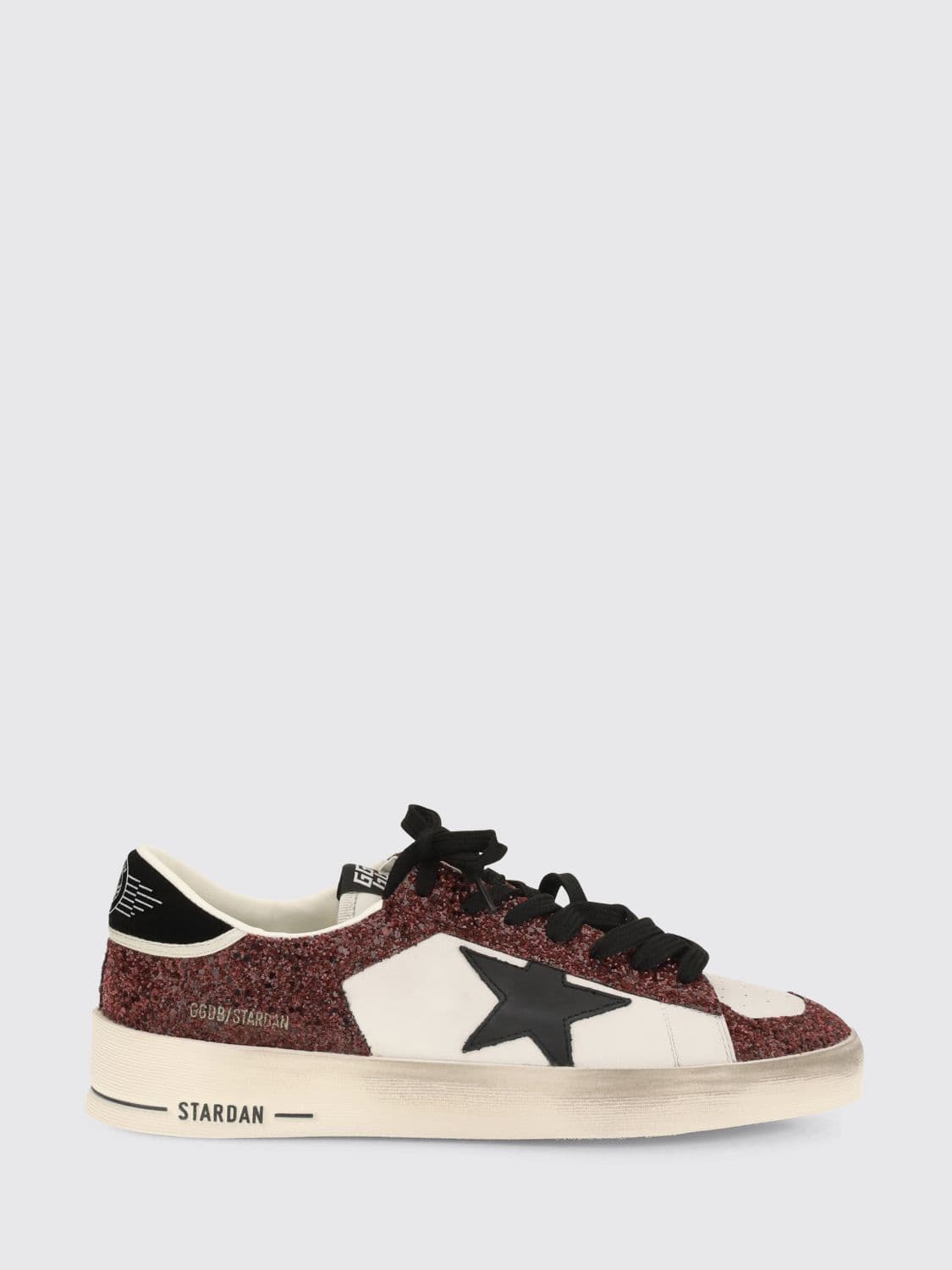 Golden Goose Stardan Calfskin Leather Sneakers with Glitter Details