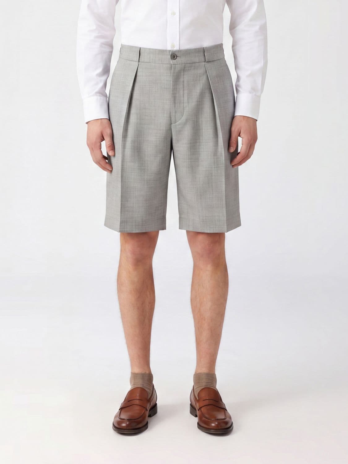 Briglia 1949 Tailored Knee-Length Bermuda Shorts in a Wool Blend with Slash Pockets