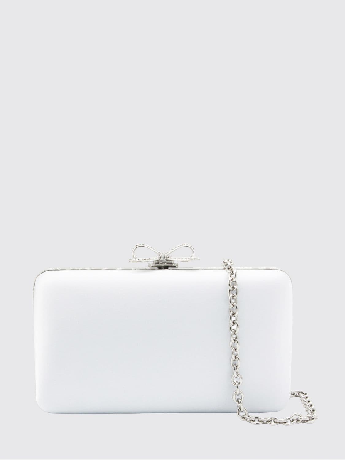 Self-Portrait Satin Clutch with Crystal Bow and Removable Strap · OS