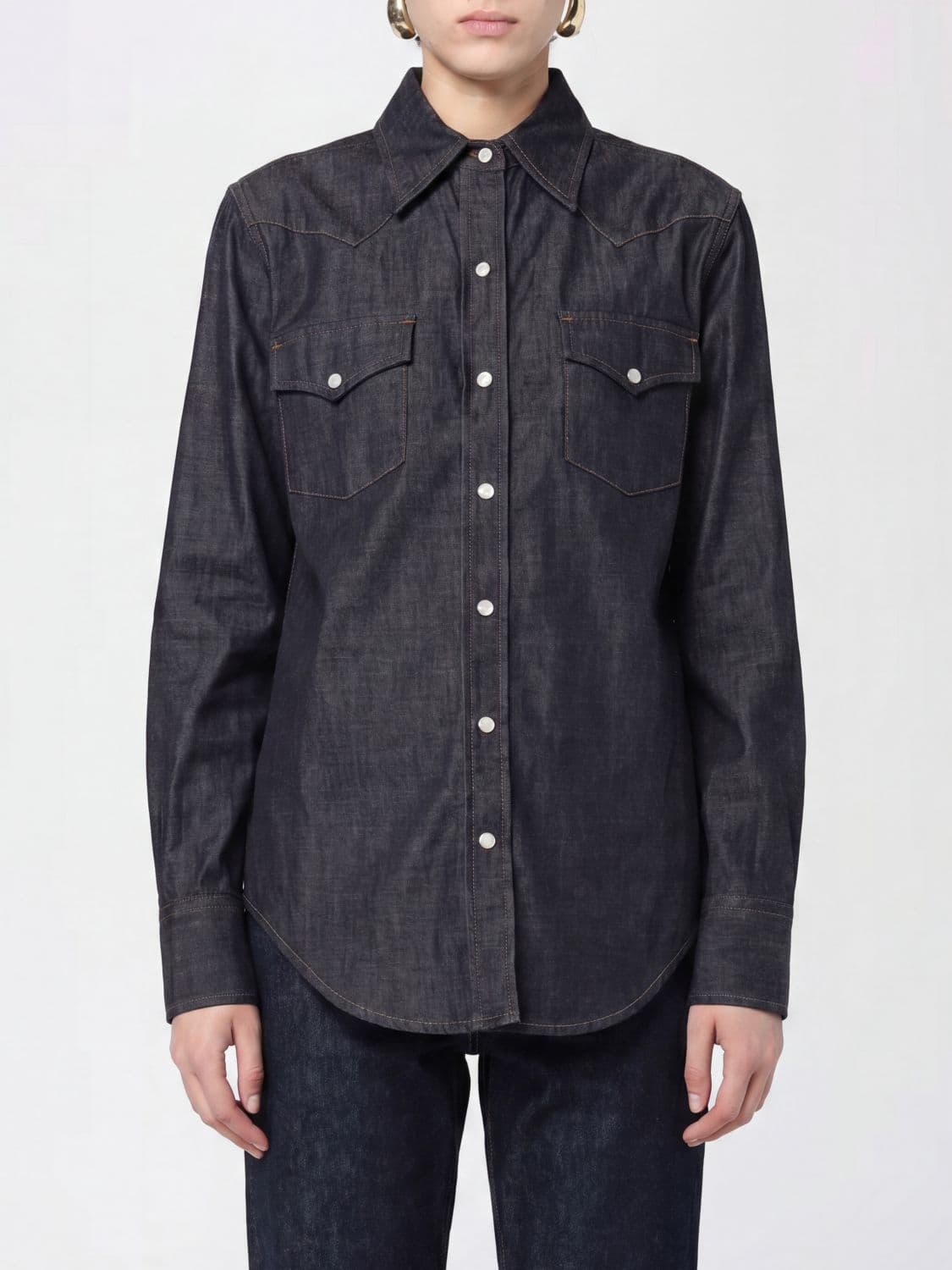 A.p.c. A. P.C. Organic Cotton Denim Shirt with Patch Pockets
