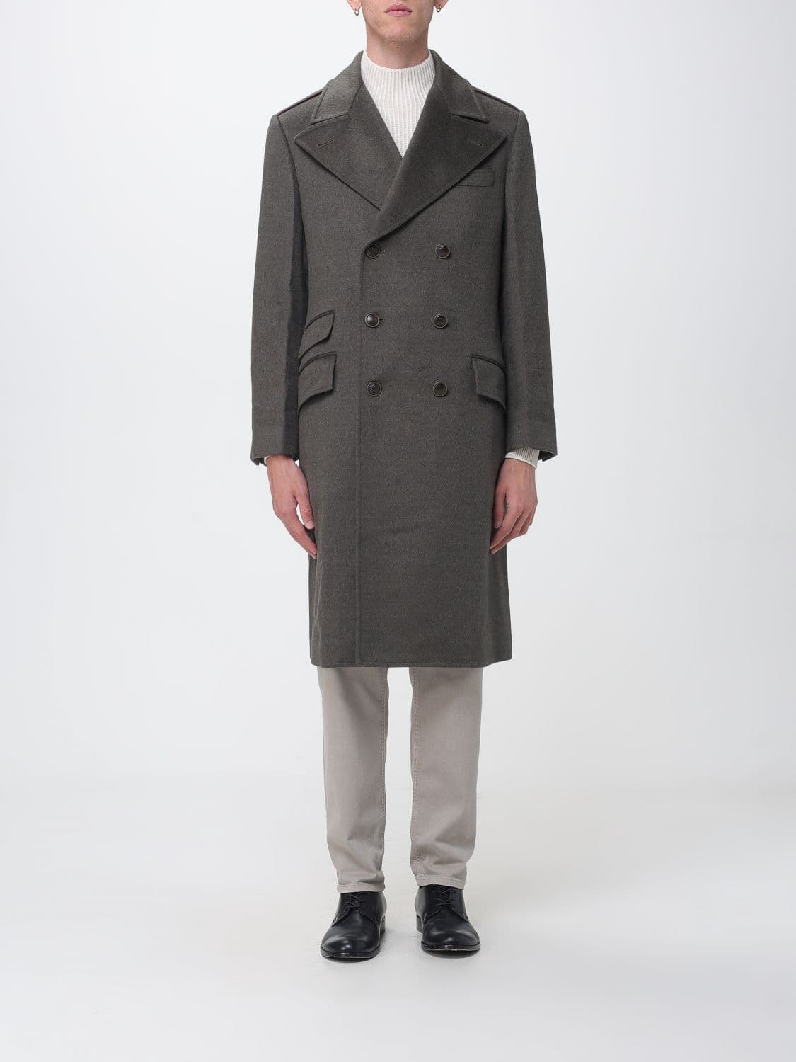 Brunello Cucinelli Double-Breasted Merino Wool Knee-Length Coat