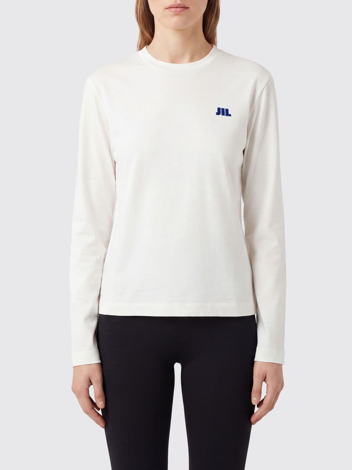 Jil Sander Long-Sleeved Cotton T-Shirt with Contrast Logo