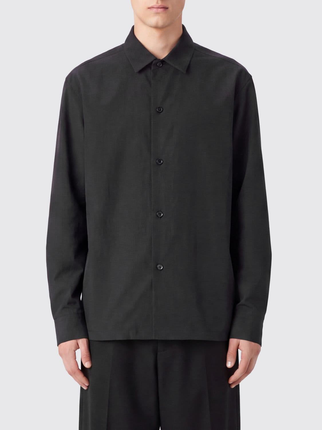 Jil Sander Technical Fabric Shirt with French Collar and Long Sleeves