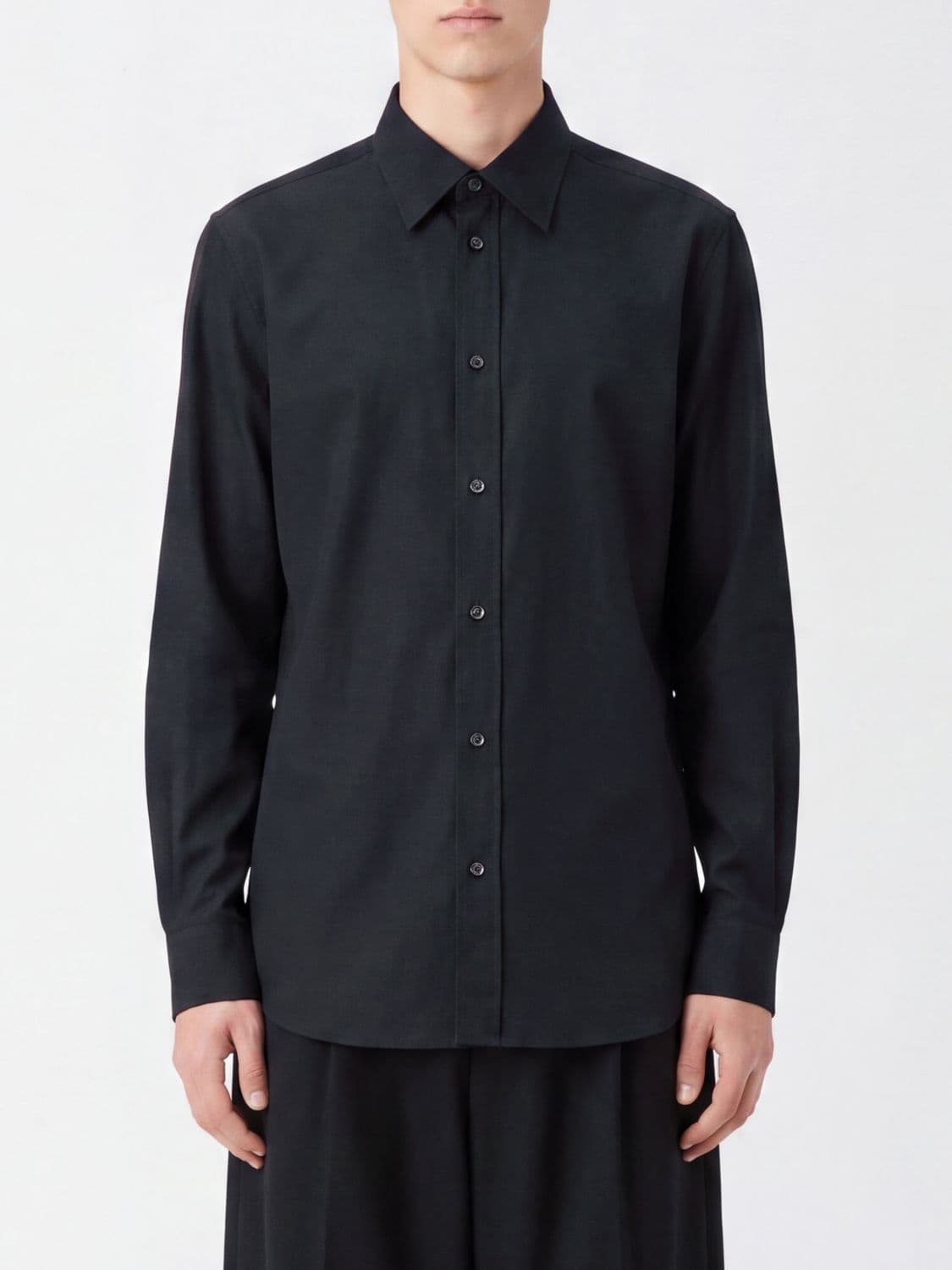 Jil Sander Virgin Wool and Mohair Blend Shirt with French Collar