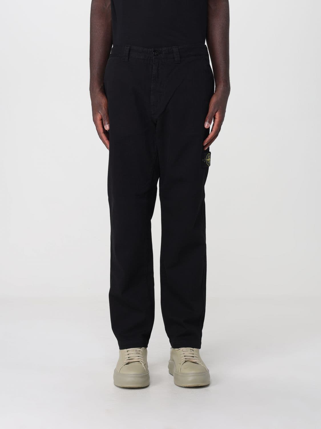 Stone Island Garment-Dyed Cotton Chino Trousers with Compass Logo