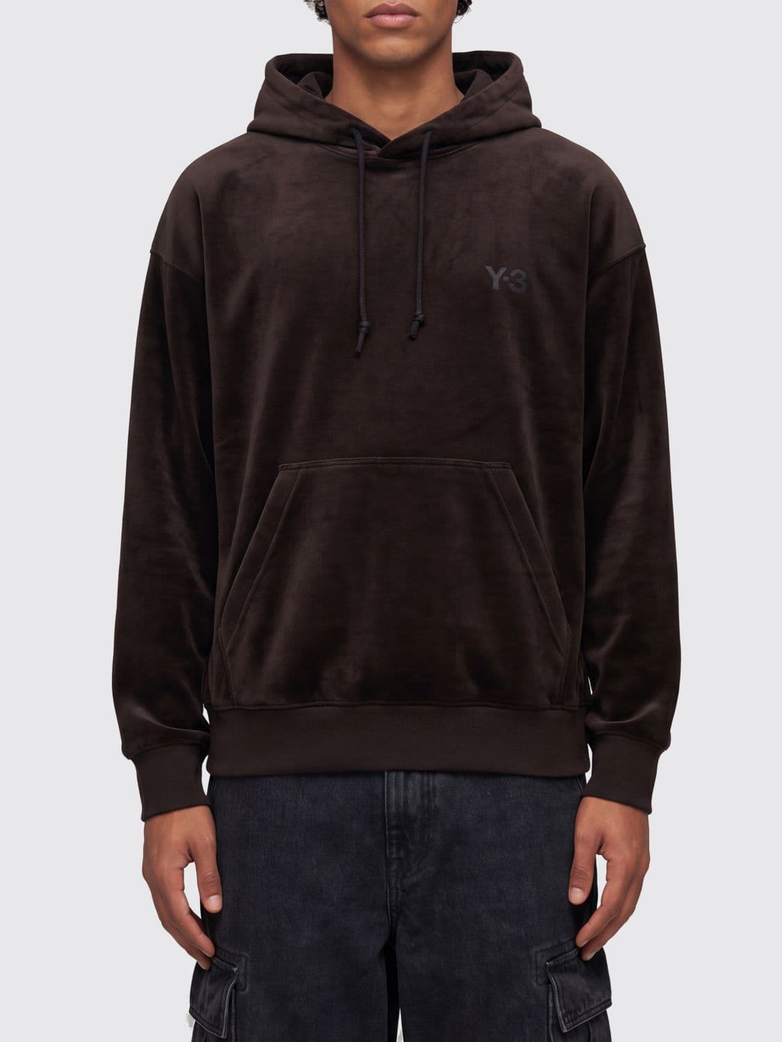 Y-3 Velvet Hoodie with Drawstring and Kangaroo Pocket