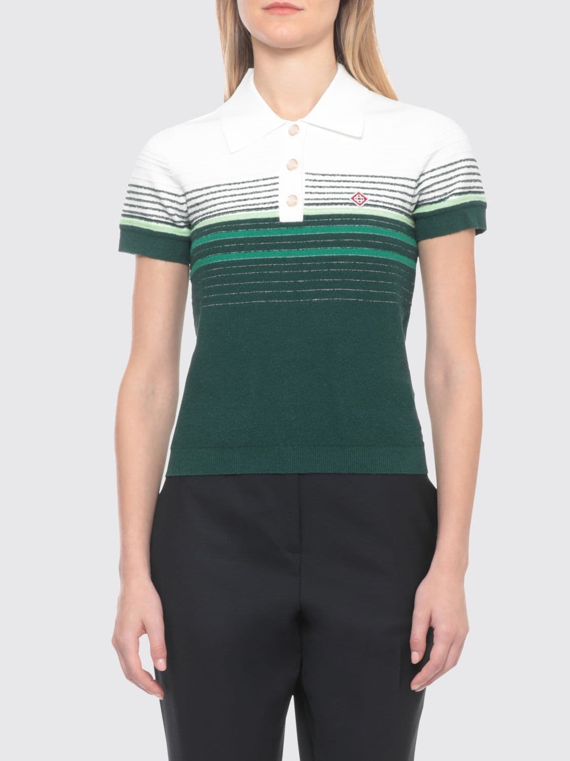 Casablanca Striped Cotton-Knit Slim Fit Polo · XS
