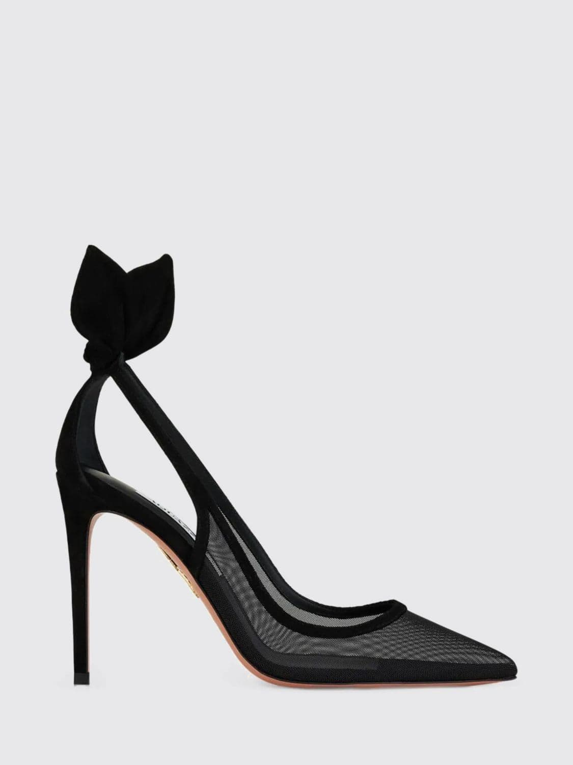 Aquazzura Bow Tie Mesh Nylon Pumps with High Heel and Knot Detail