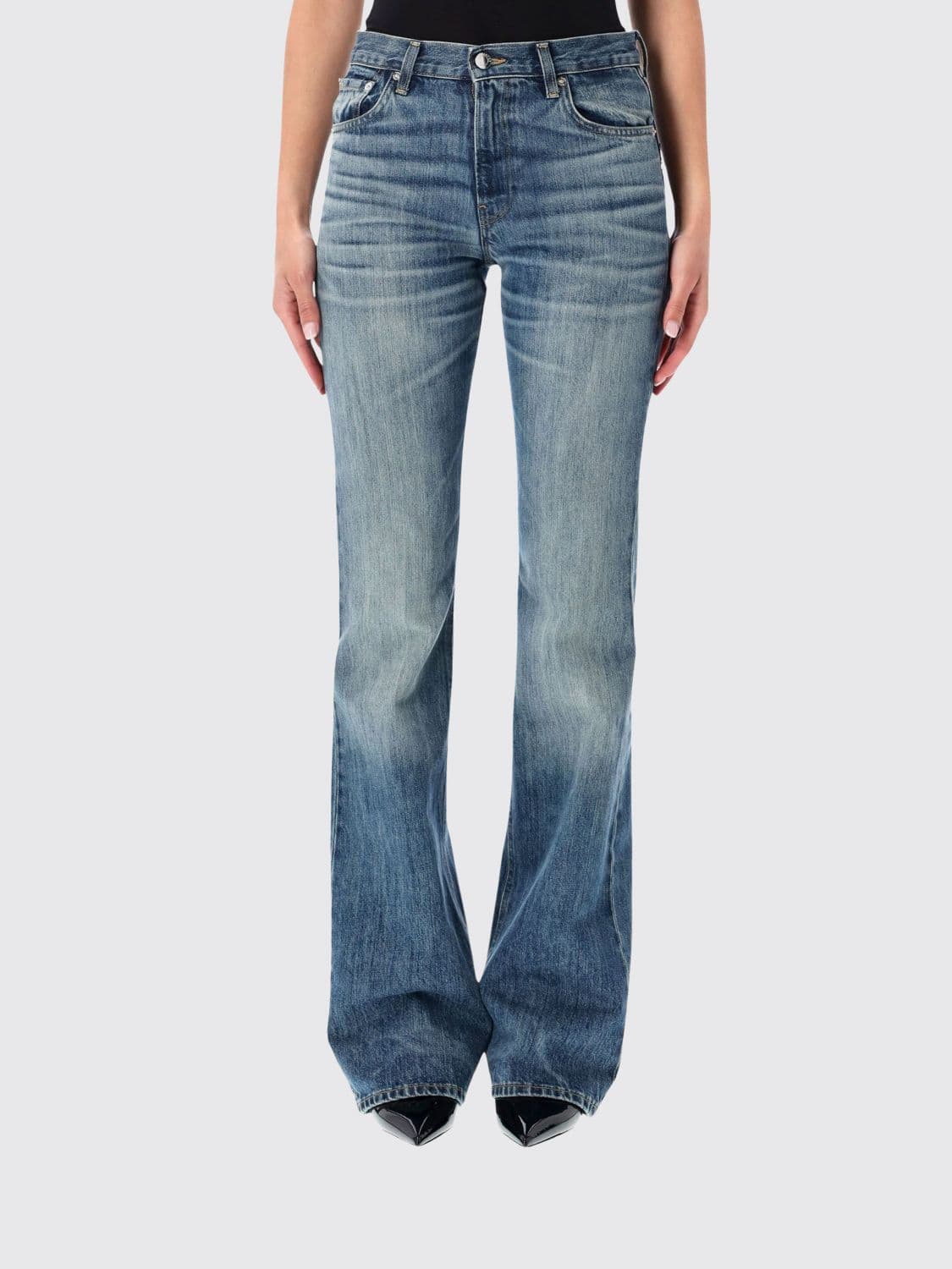 Haikure Flora High-Waisted Slim Flare Jeans in Five-Pocket Denim