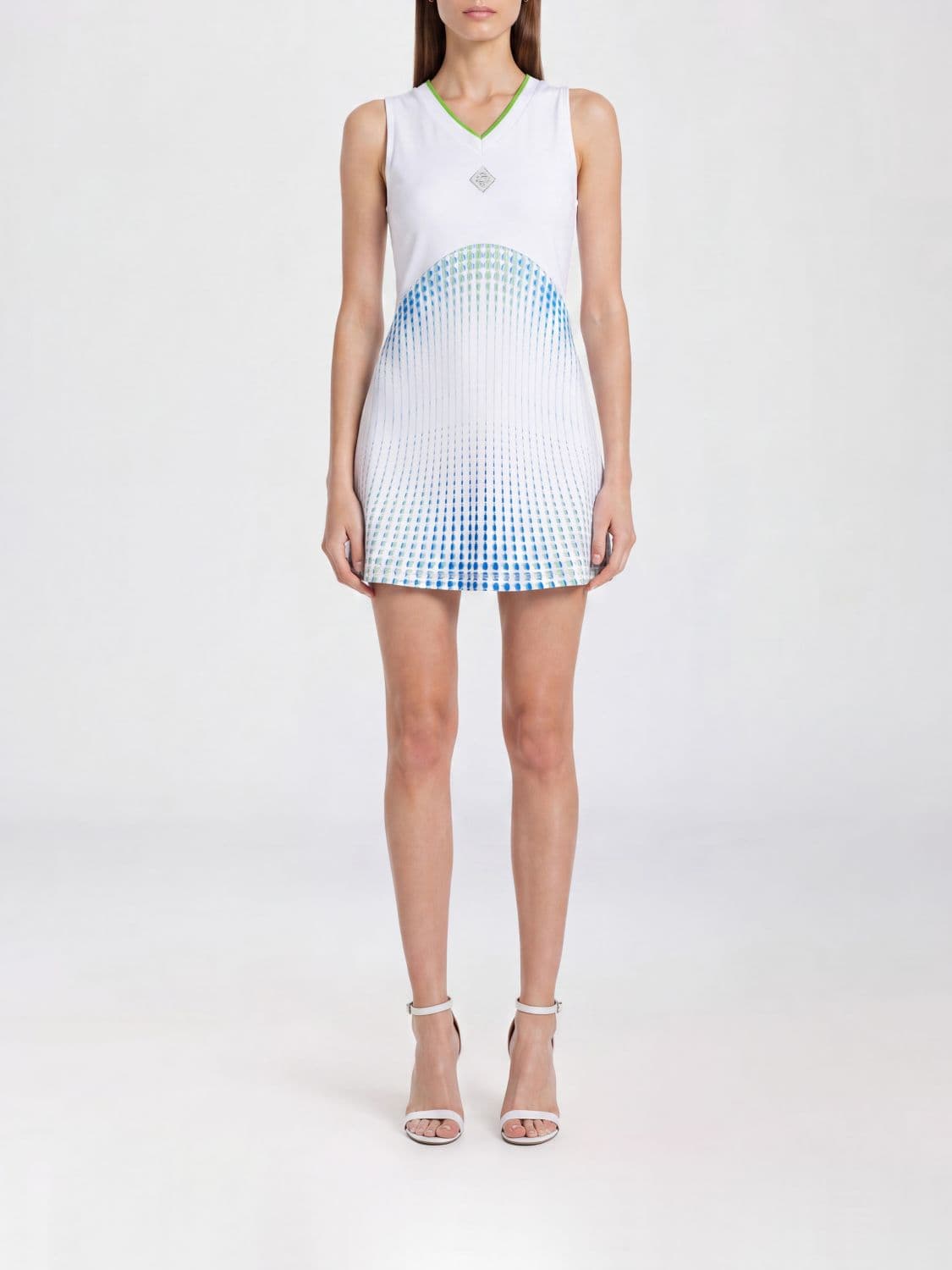 Casablanca Polka Dot Polyester Mini Dress with V-Neck