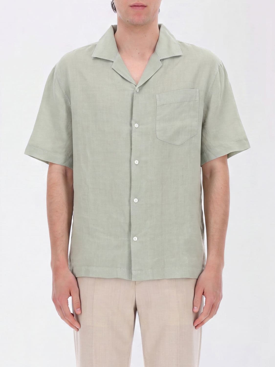 Hugo Cuban Collar Linen Short-Sleeve Bowling Shirt