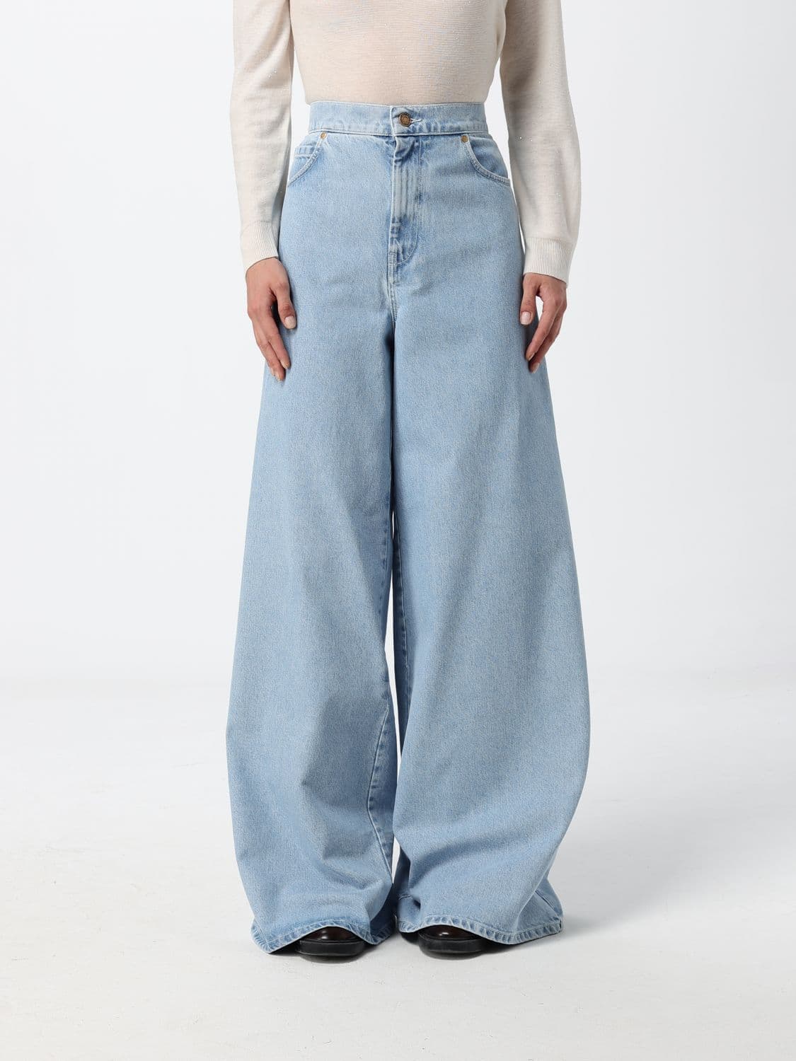 Max Mara High-Waisted Wide Leg Jeans in Cotton Denim