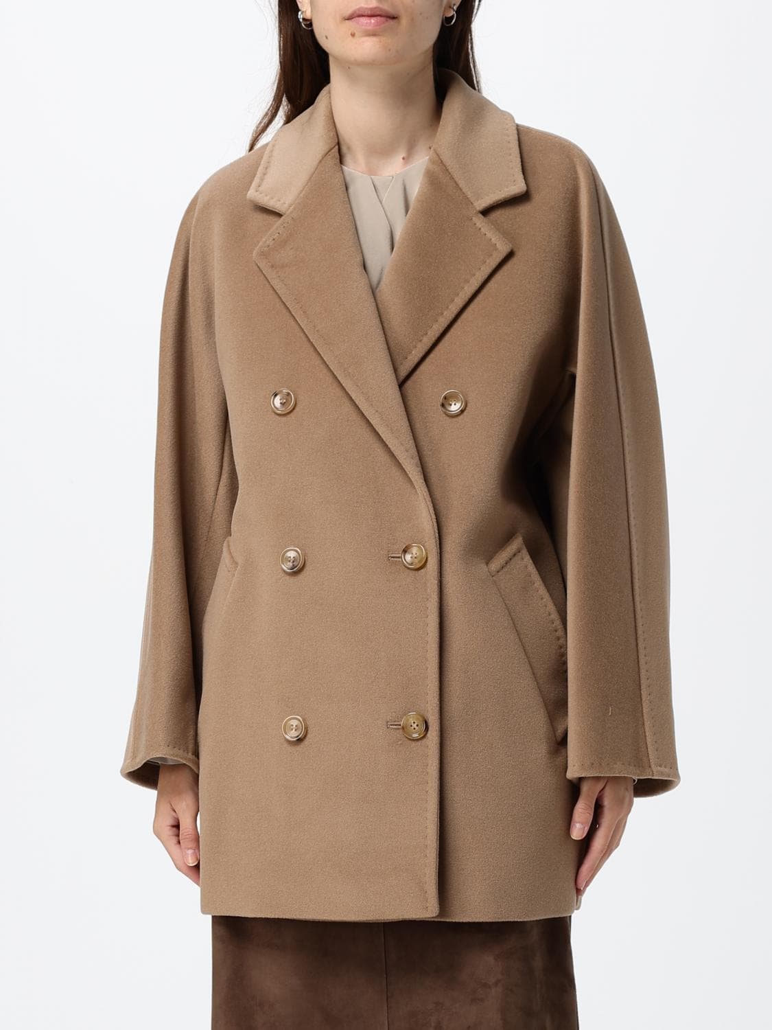 Max Mara Double-Breasted Wool Caban Coat with Relaxed Fit and Lapel Collar