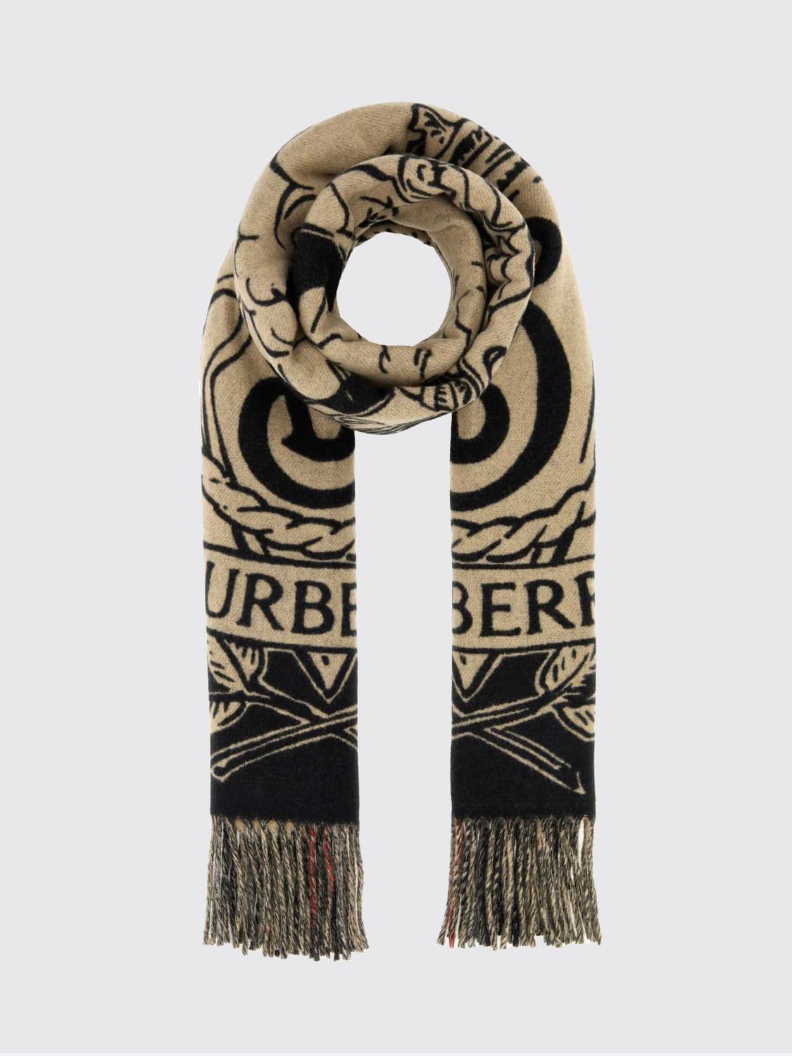 Burberry Reversible Pure Cashmere Scarf with EKD Print and Fringes · OS