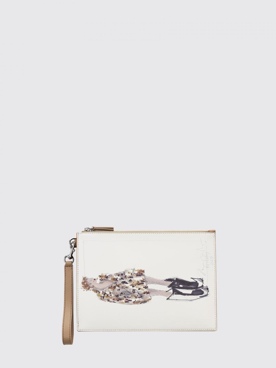 Marc Jacobs The Runway Illustration Leather Clutch with Graphic Print