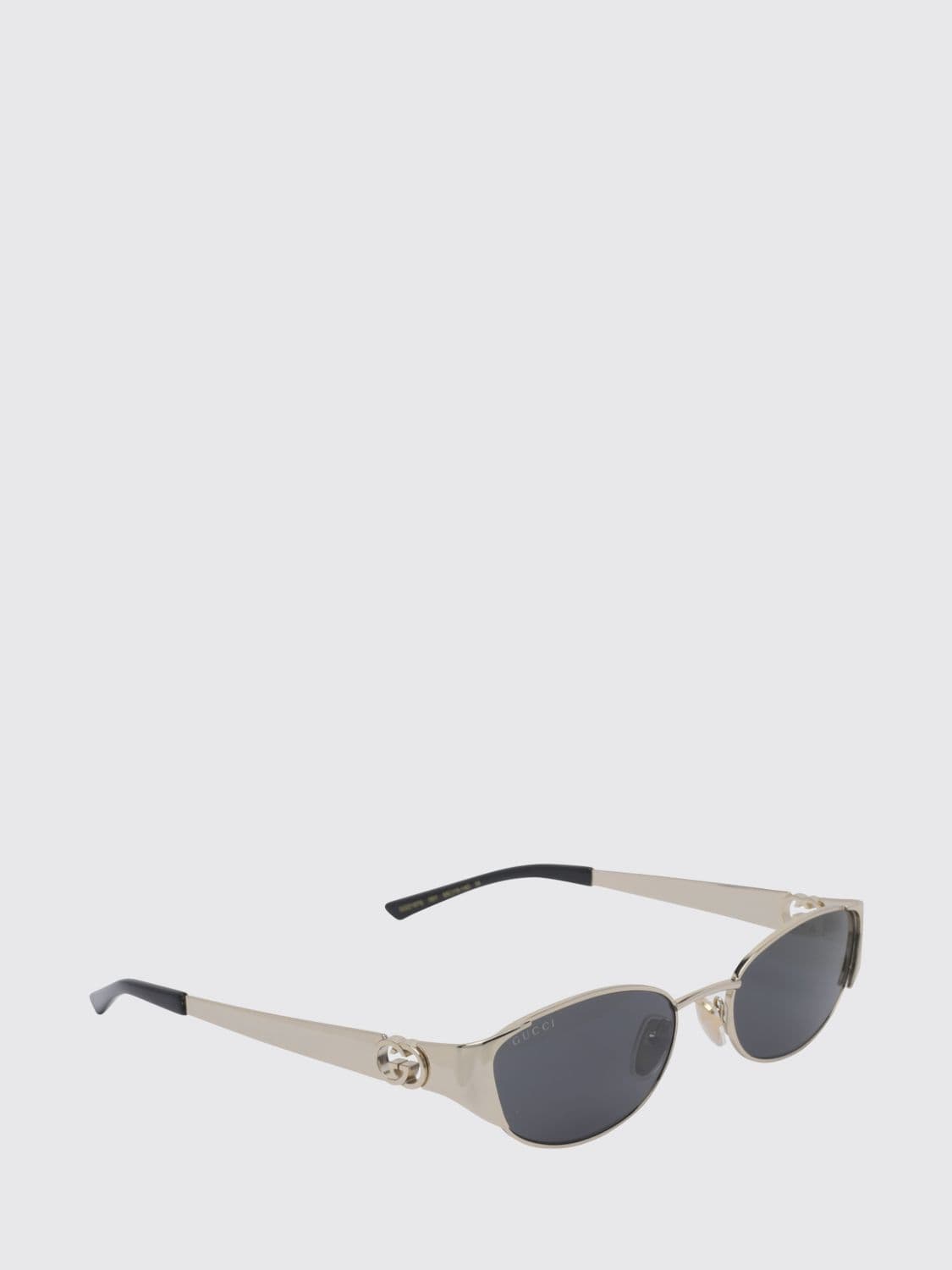 Gucci Gold-Tone Metal Cat-Eye Sunglasses with Oval Shape and GG Logo · OS