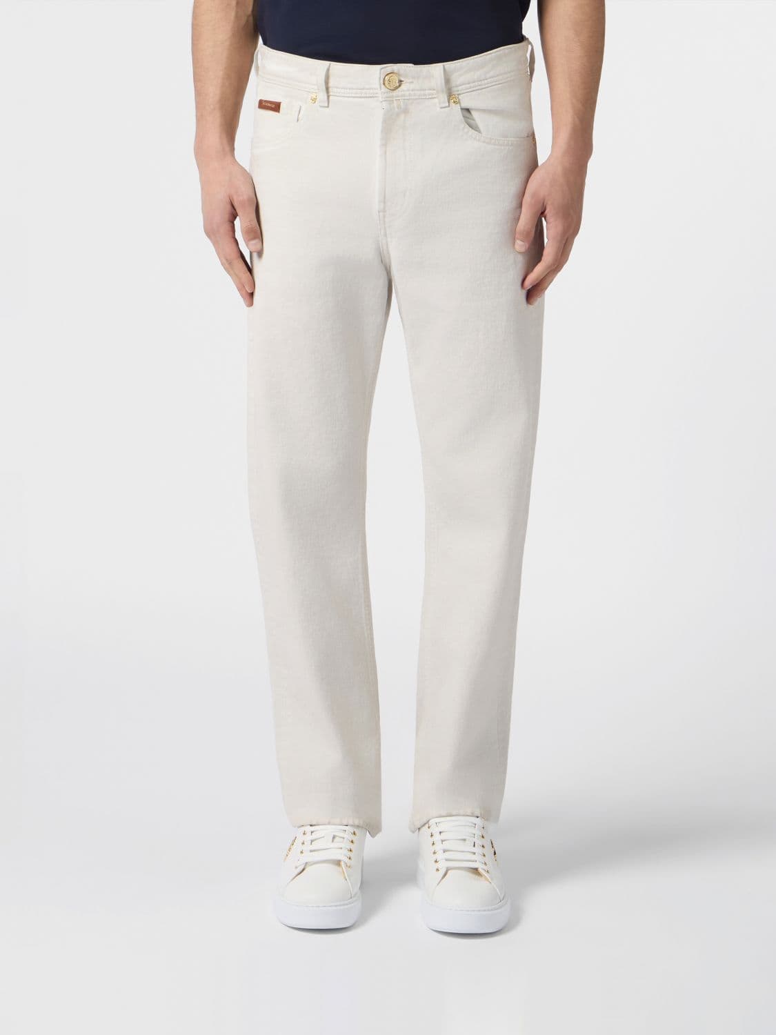 Billionaire Straight-Fit Cotton Denim Jeans with Monogram Logo