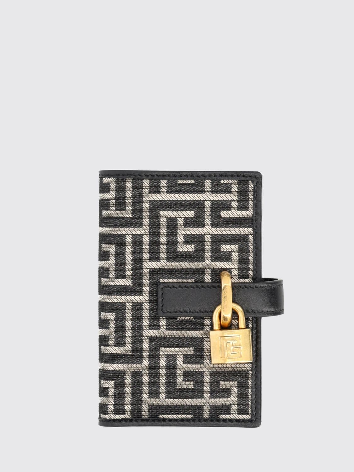 Balmain Bifold Wallet in Canvas with PB Monogram and Leather Details