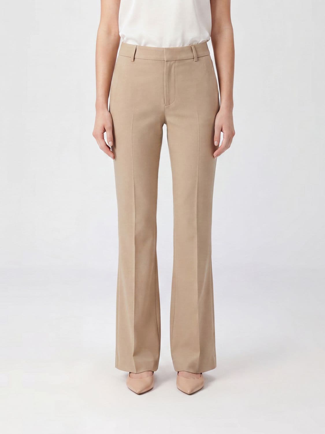 Pt Torino Flared Viscose Trousers with Pleats and Mid-Rise Waist