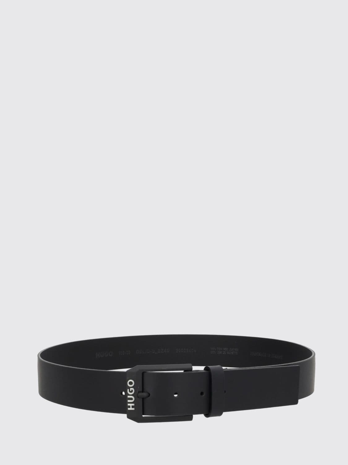 Hugo Smooth Leather Belt with Printed Lettering Logo