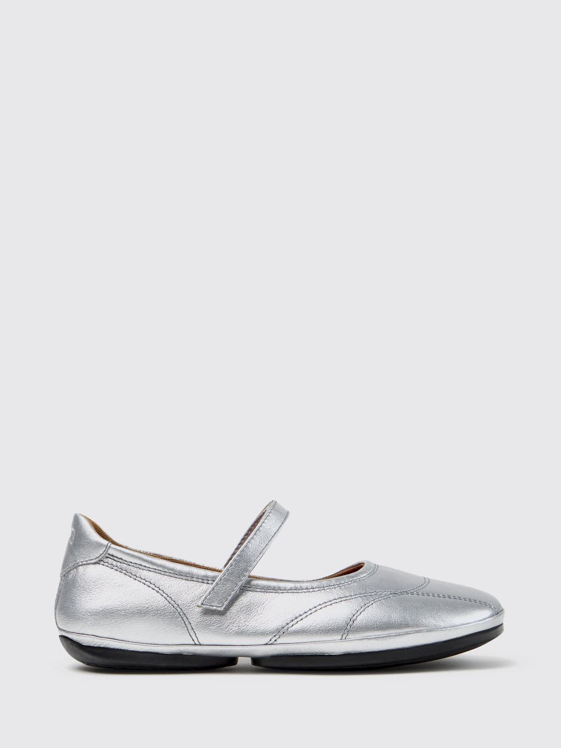 Camper Right Nina Laminated Leather Mary Jane Flats with Hook-and-Loop Closure