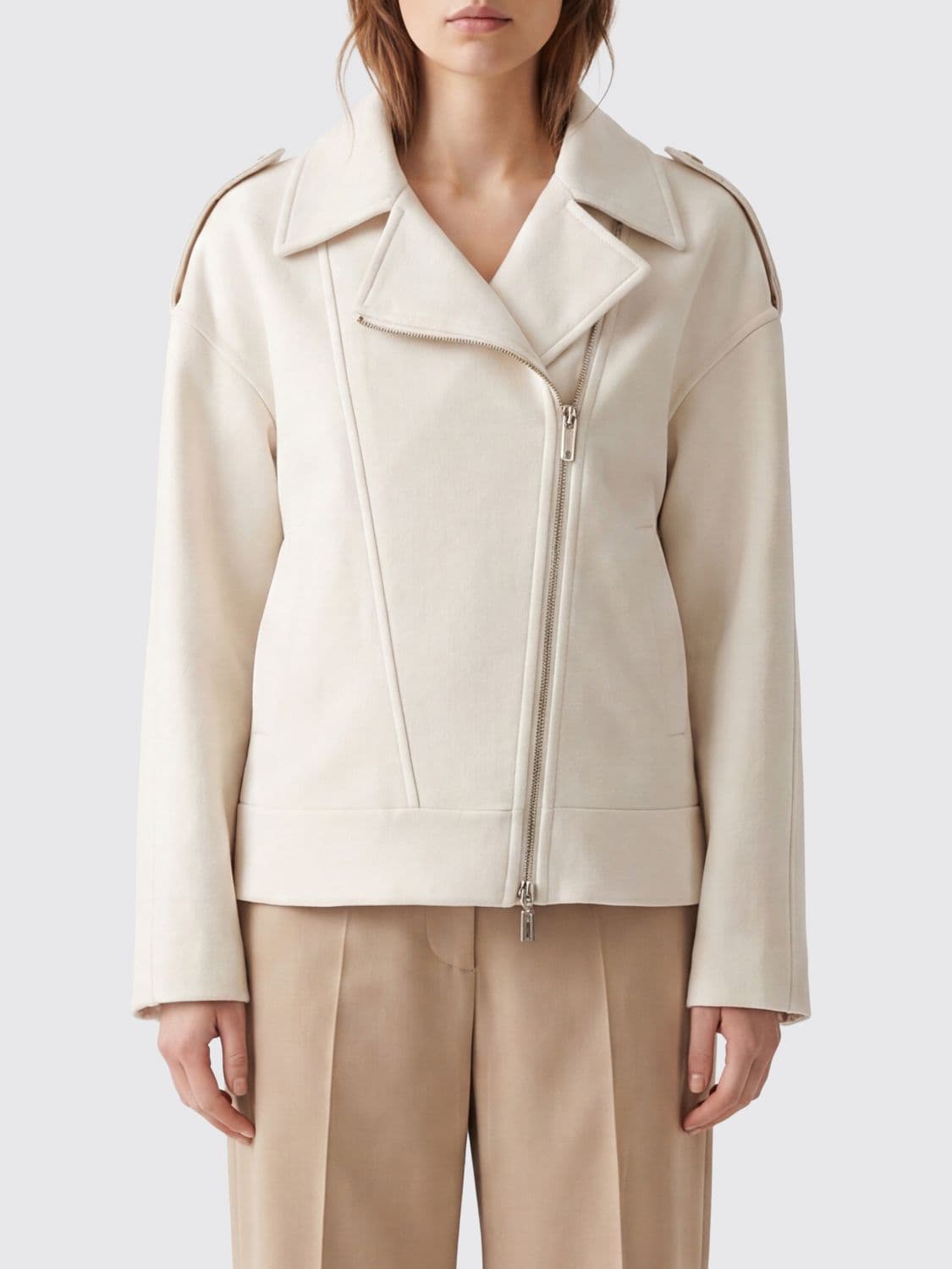 Moorer Omnia Wool Biker Jacket with Side Zip Closure
