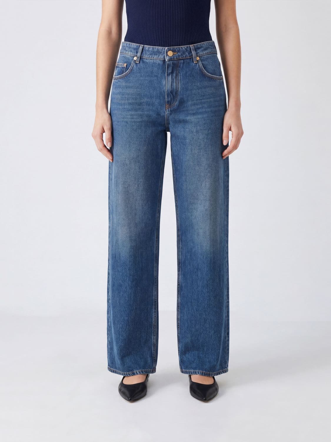 Dolce & Gabbana Mid-Rise Straight-Leg Jeans in Stone-Washed Denim