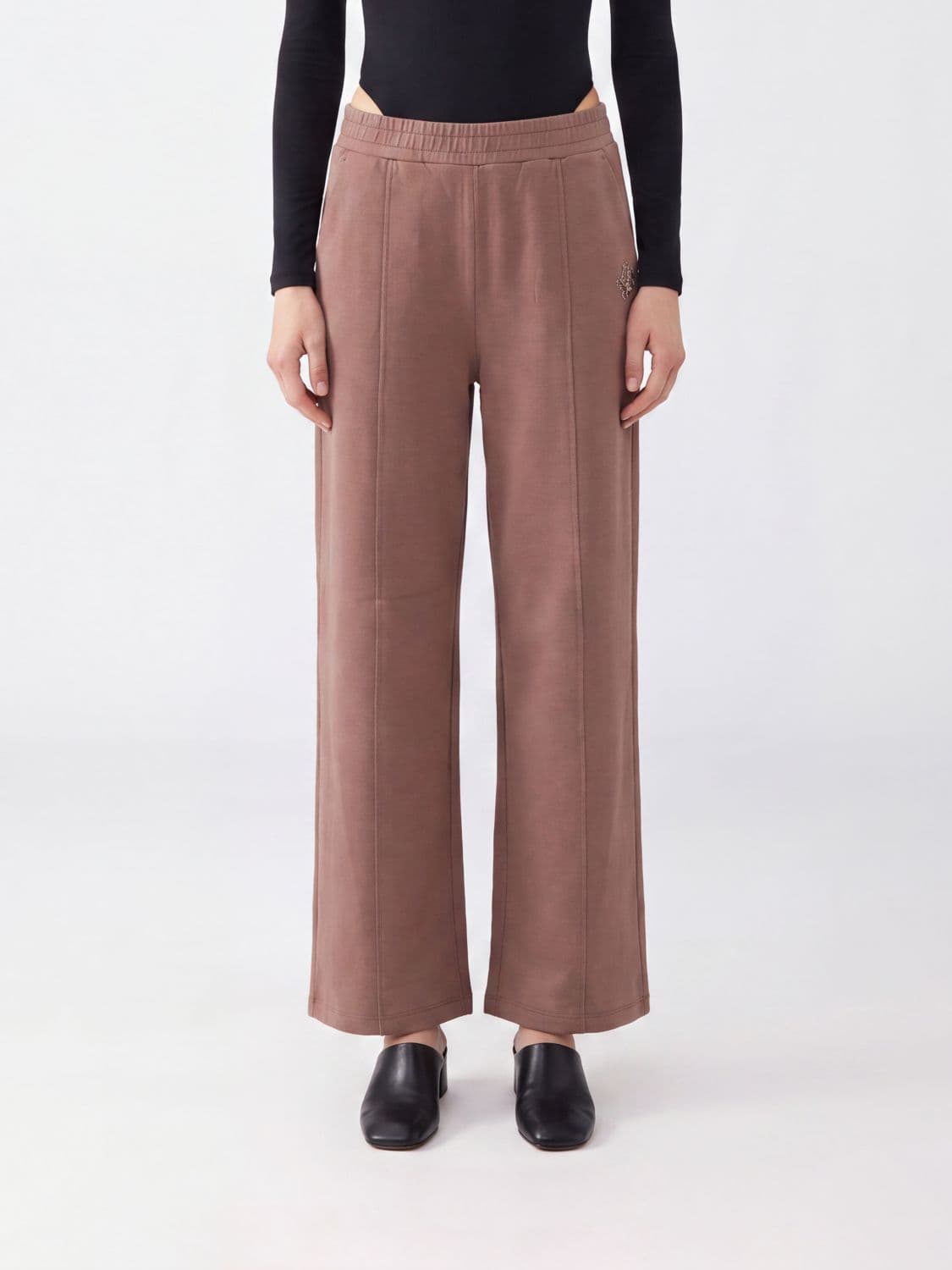 Liu Jo Jersey Monogram Jogging Trousers with Rhinestone Logo