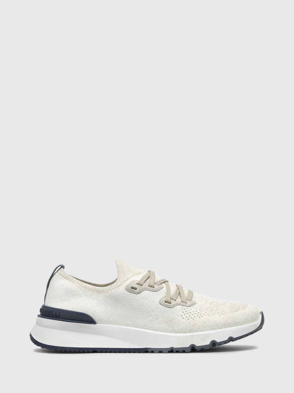 Brunello Cucinelli Cotton Knit Low Top Sneakers with Elasticized Ankle