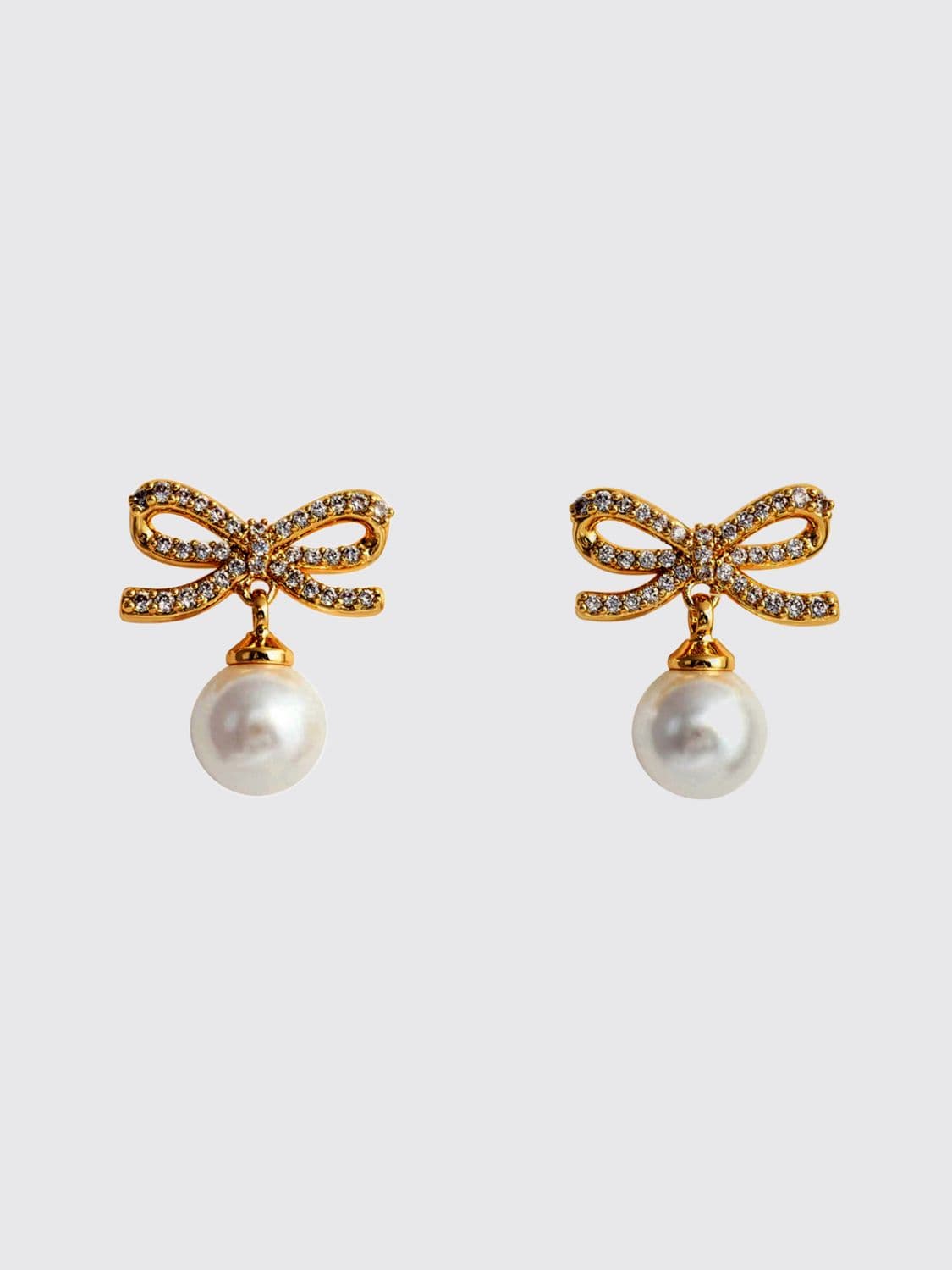 Self-Portrait Bow-Shaped Pendant Earrings with Crystals and Pearls · OS