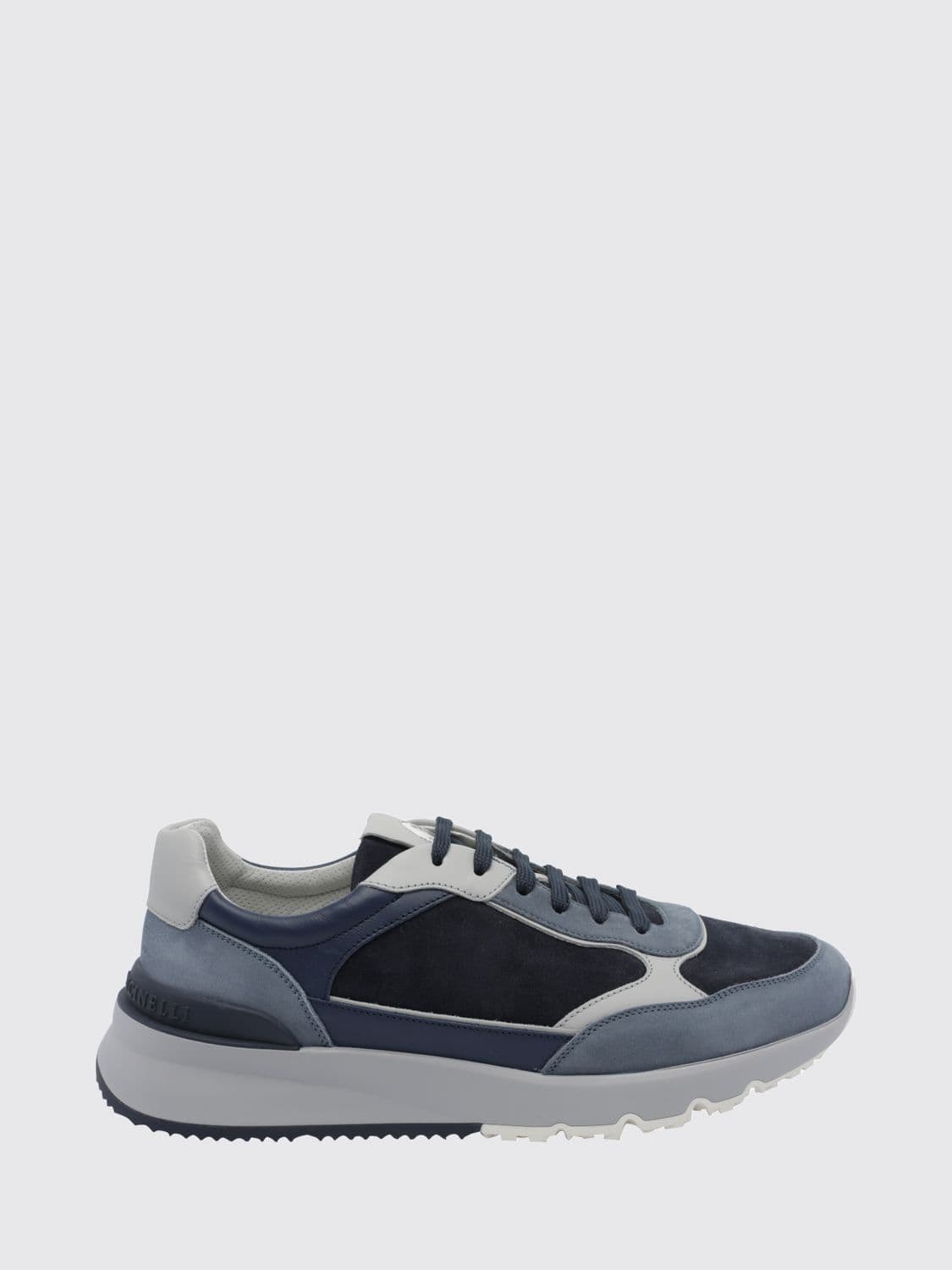 Brunello Cucinelli Bicolor Suede and Leather Low-Top Sneakers with Serrated Sole