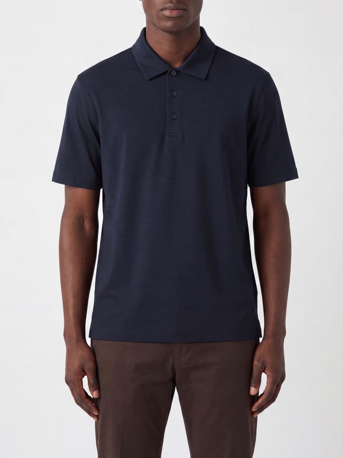 Herno Short-Sleeved Cotton Polo Shirt with Classic Three-Button Collar