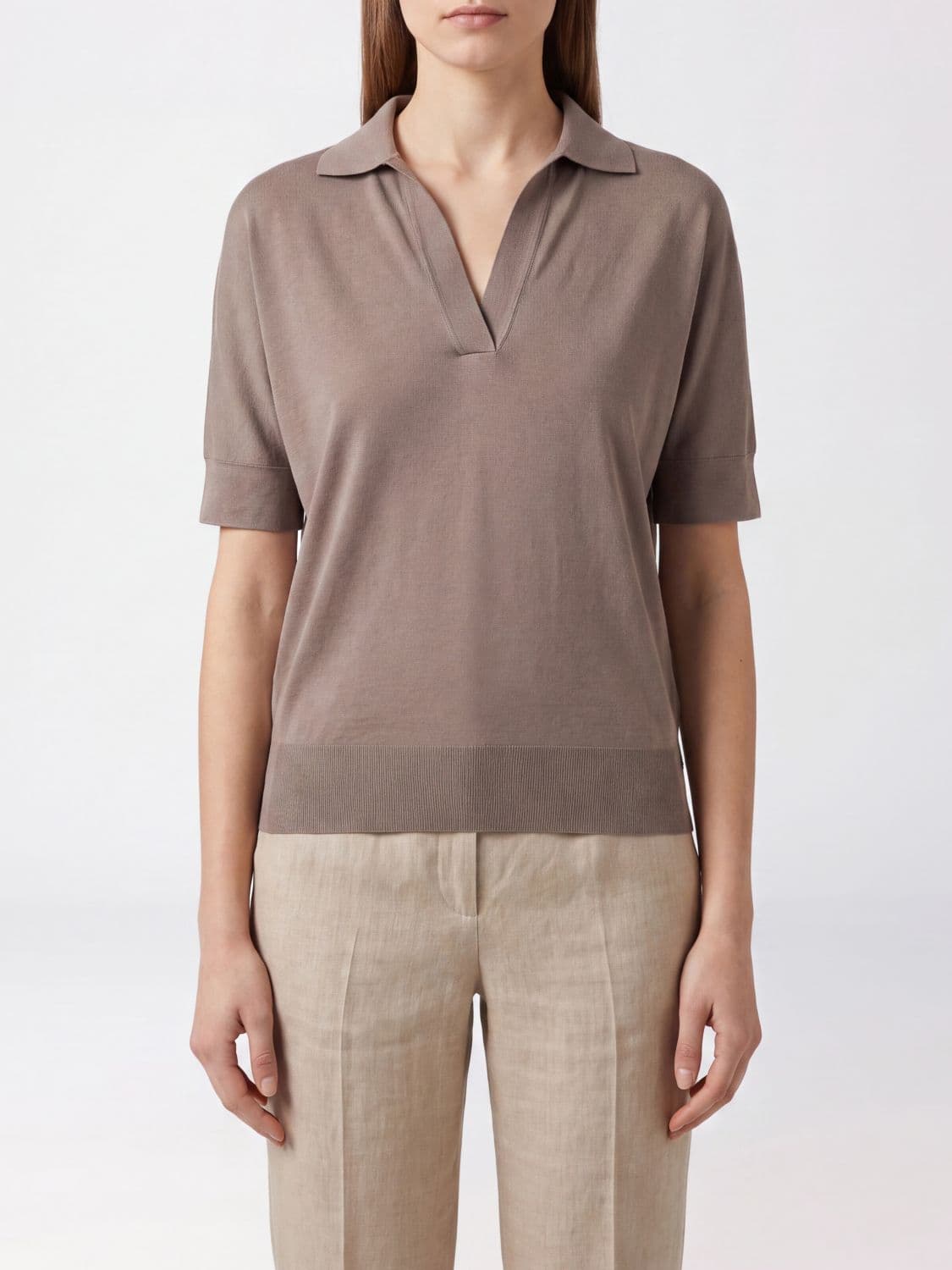Herno Slim Fit Lyocell Knit Polo Shirt with French Collar · 46