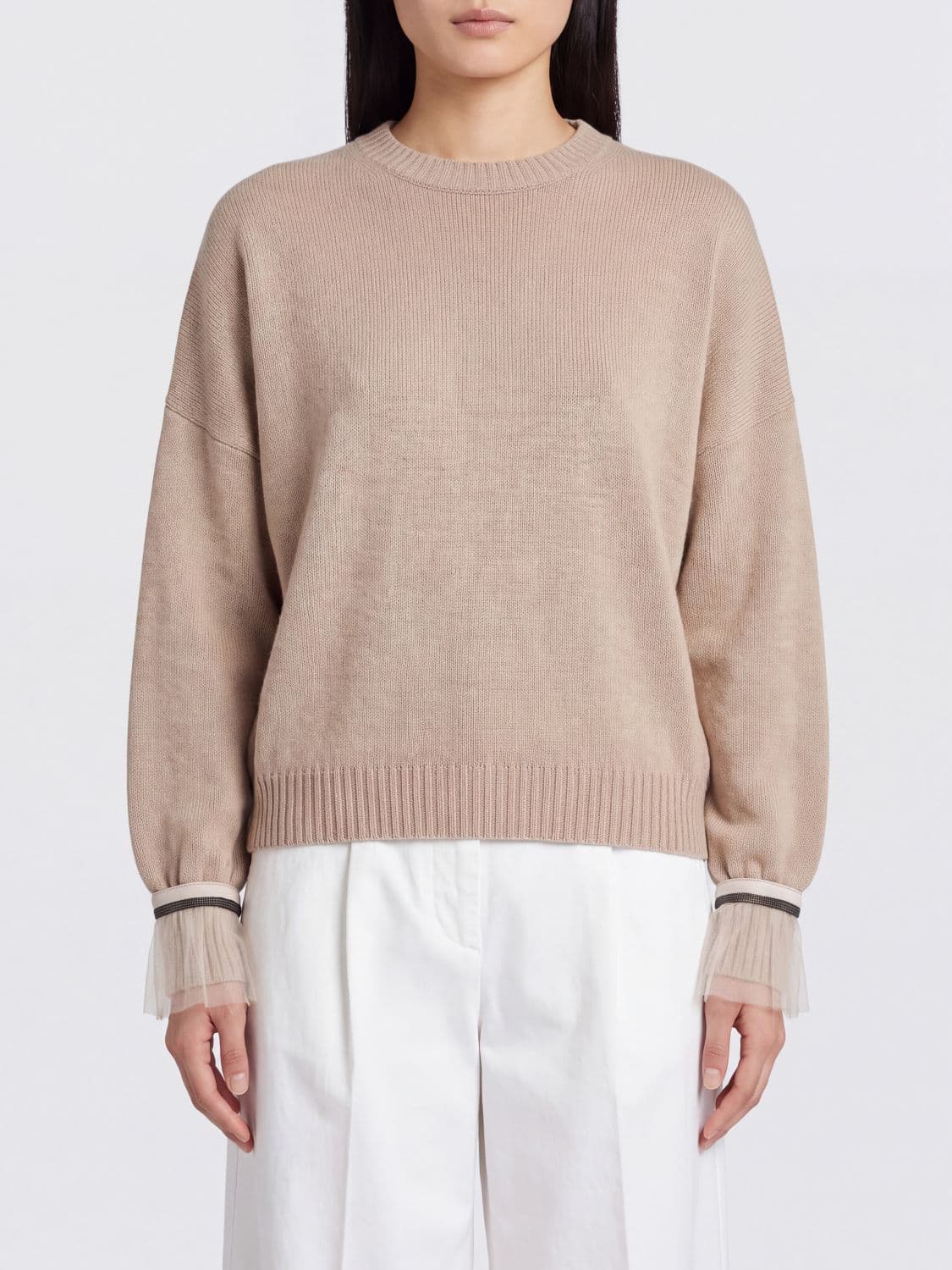 Brunello Cucinelli Relaxed Fit Crewneck Jumper with Nickel-Free Monili