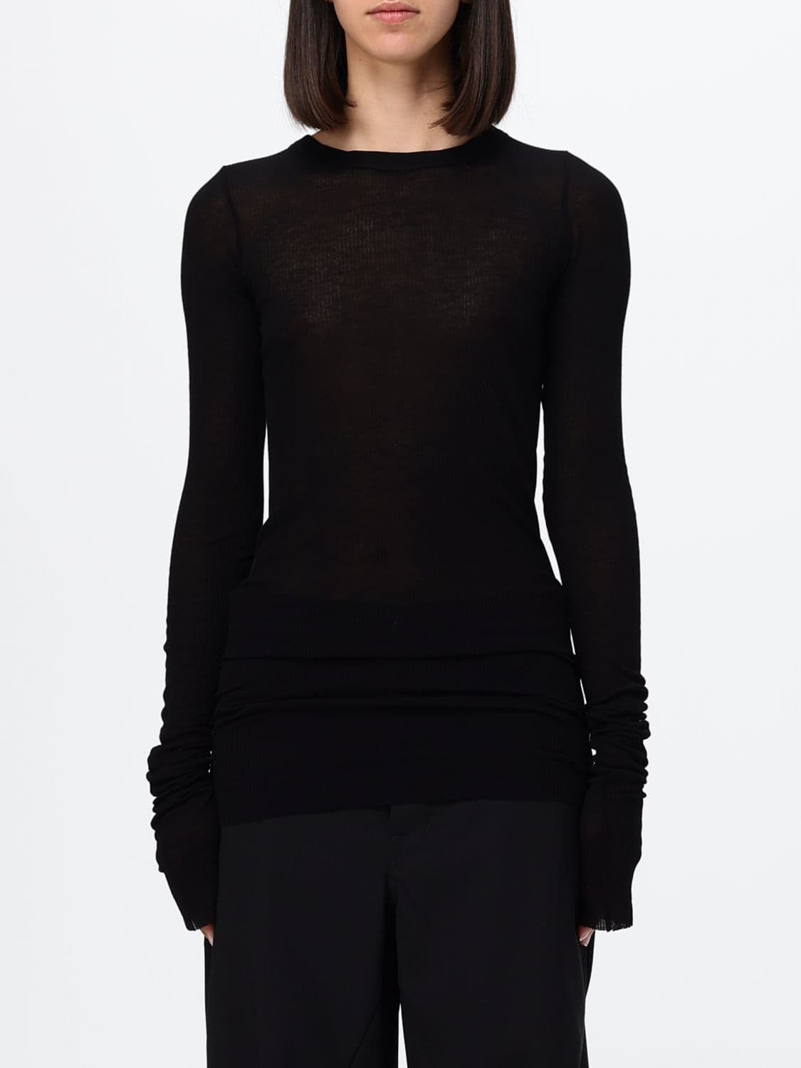 Rick Owens Slim Fit Long-Sleeved Top in Viscose and Silk
