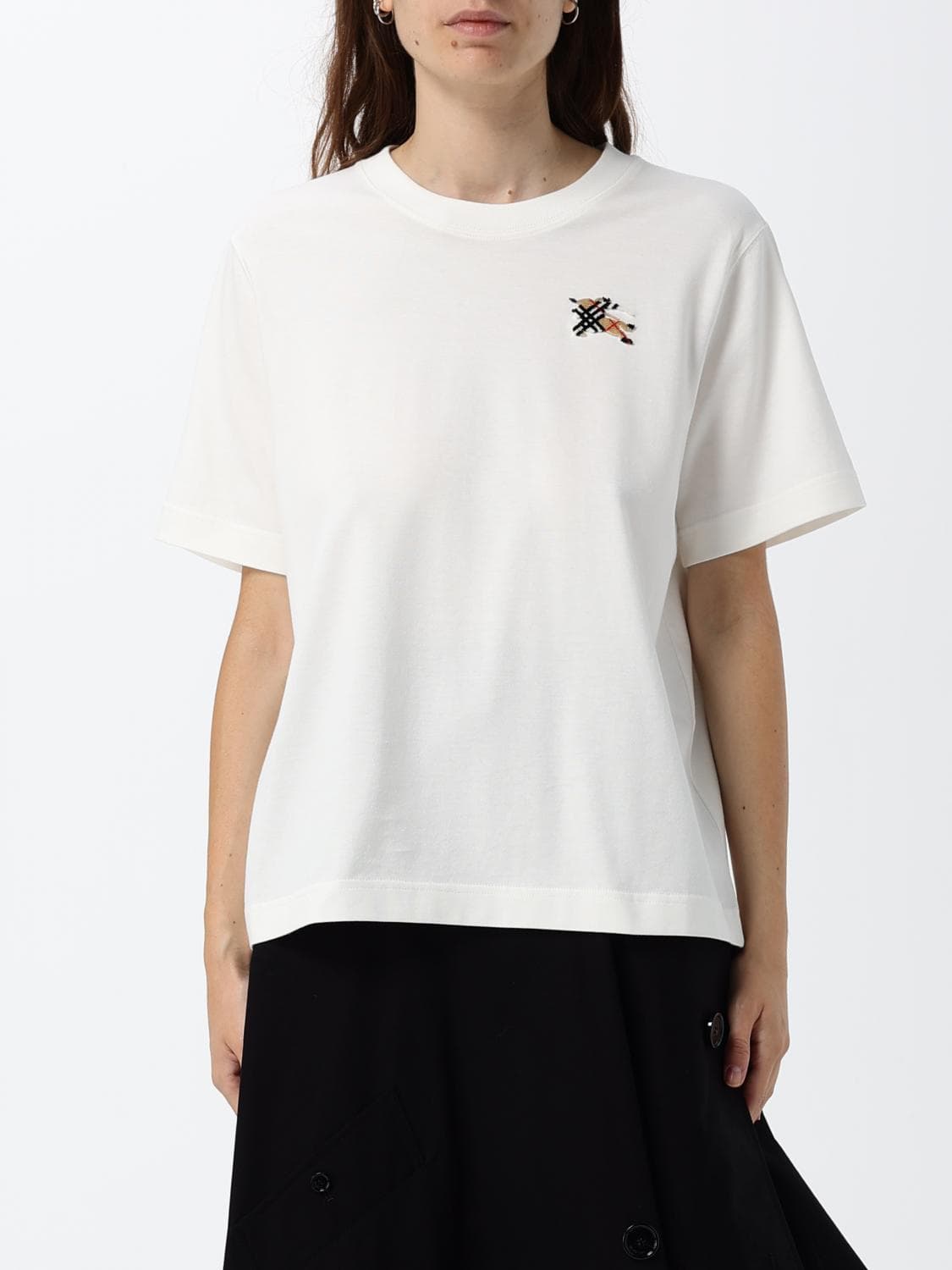 Burberry Equestrian Knight Logo Cotton T-shirt with Dropped Shoulders
