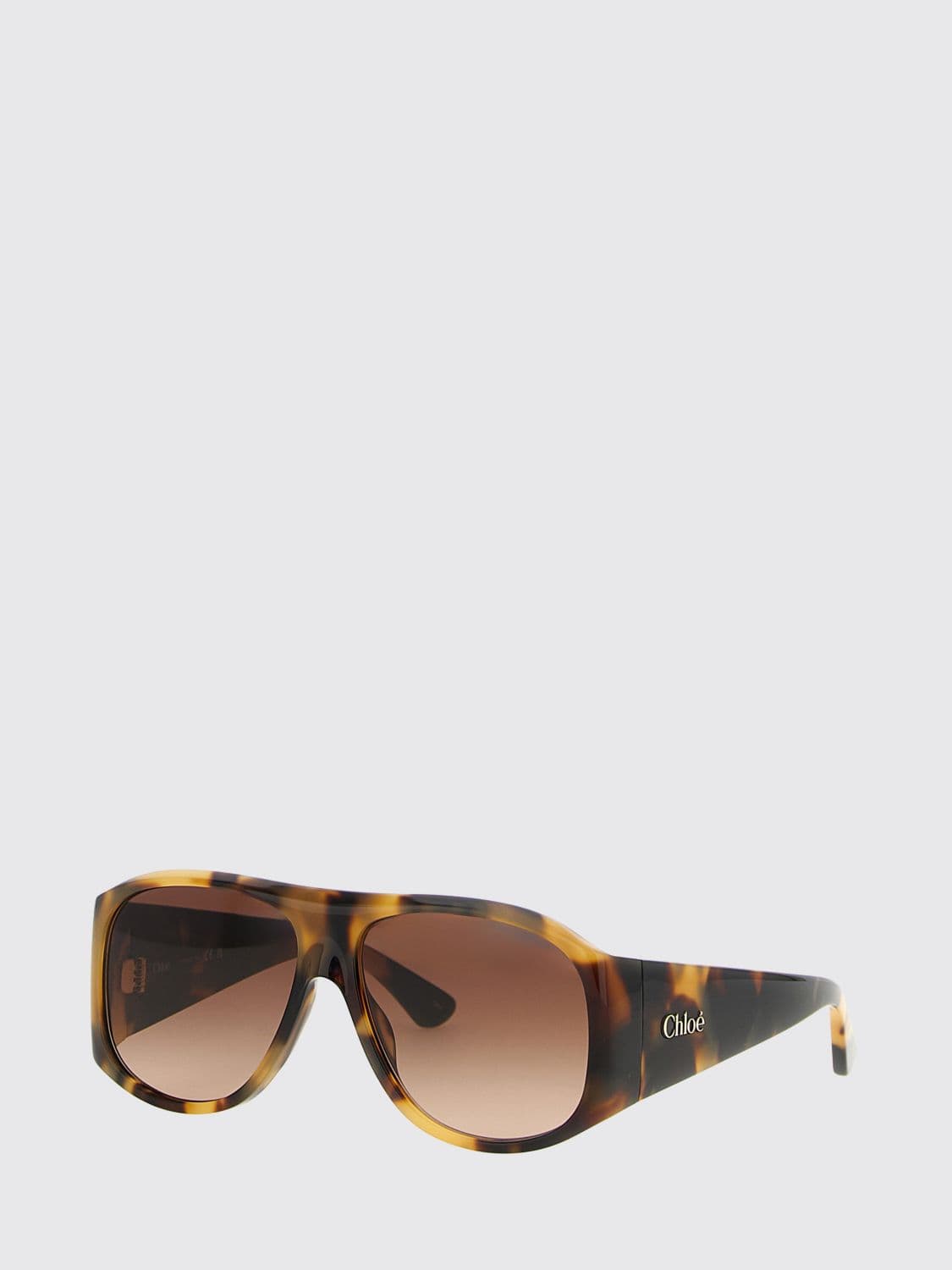 Chloé Rectangular Frame Aviator Sunglasses in Tortoiseshell Acetate