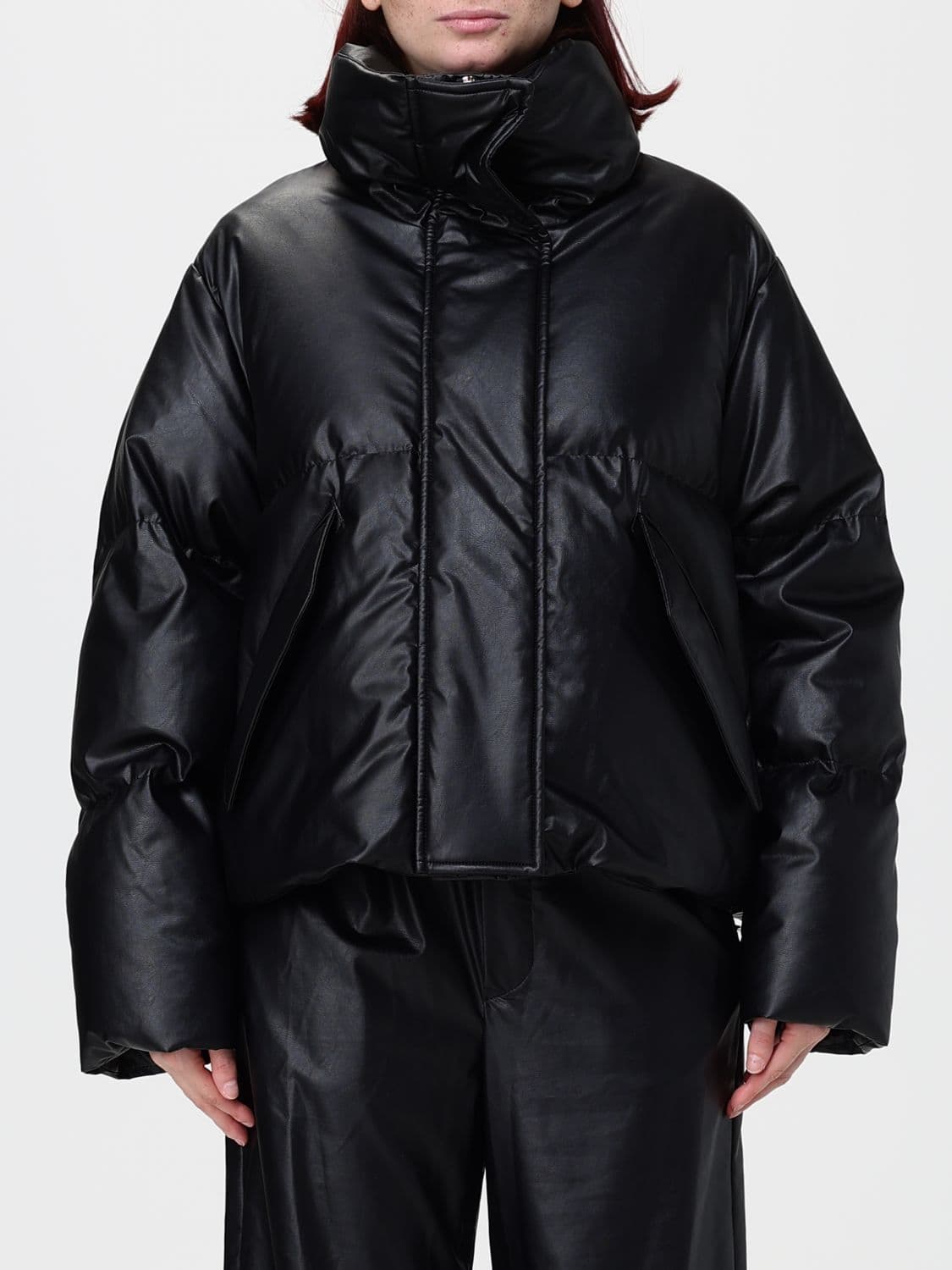 Mm6 Maison Margiela Cropped Quilted Nylon Bomber Jacket with Back Logo