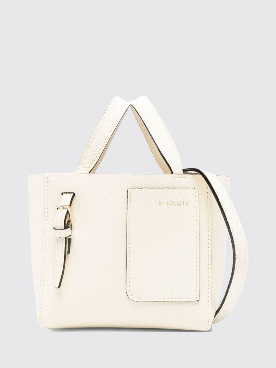 Valextra Grained Cowhide Leather Mini Top Handle Bag with Double Handle and Strap