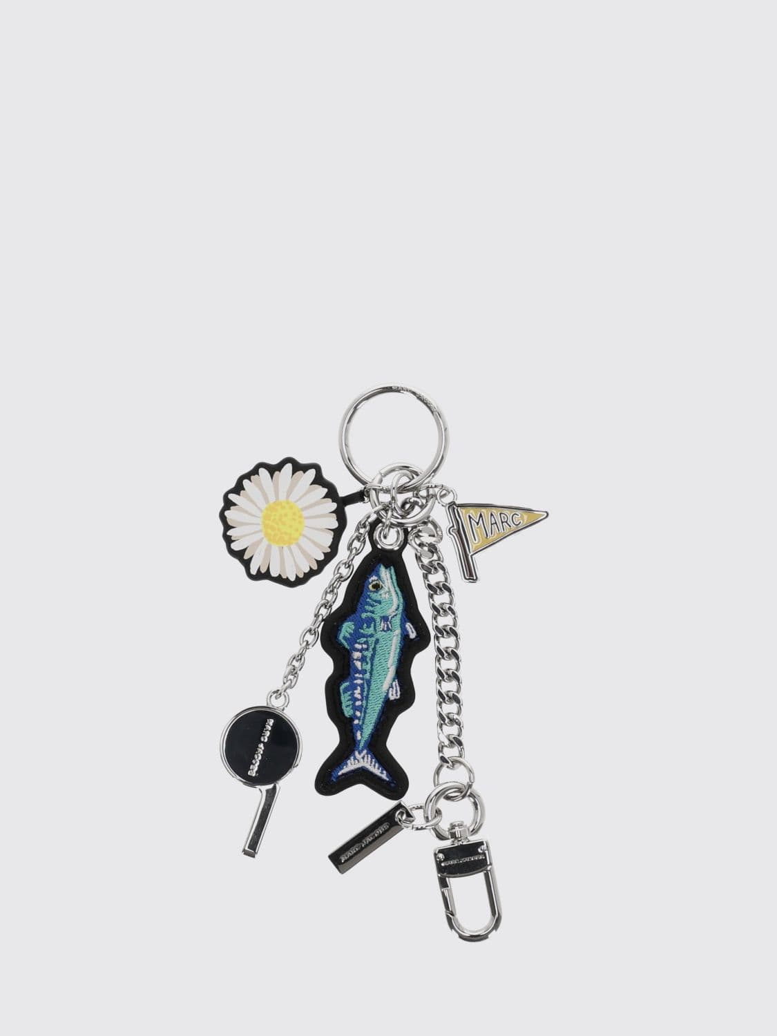 Marc Jacobs Metal Keychain with Embroidered Patch and Snap Hook · OS