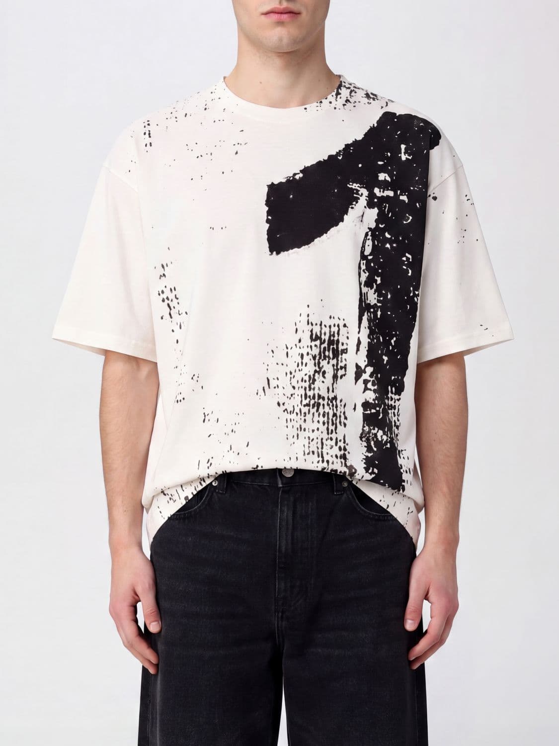 Maison Margiela Slogan Print Cotton T-shirt with Dropped Shoulders