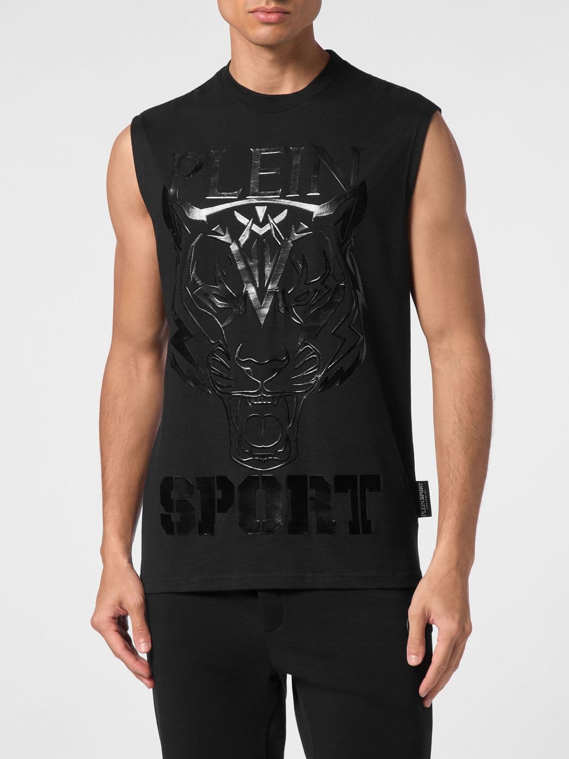Plein Sport Cotton Tank Top with Contrasting Graphic Logo Print