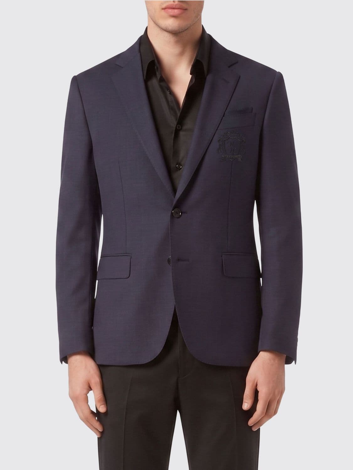Billionaire Single-Breasted Wool Blend Blazer with Classic Lapels and Flap Pockets