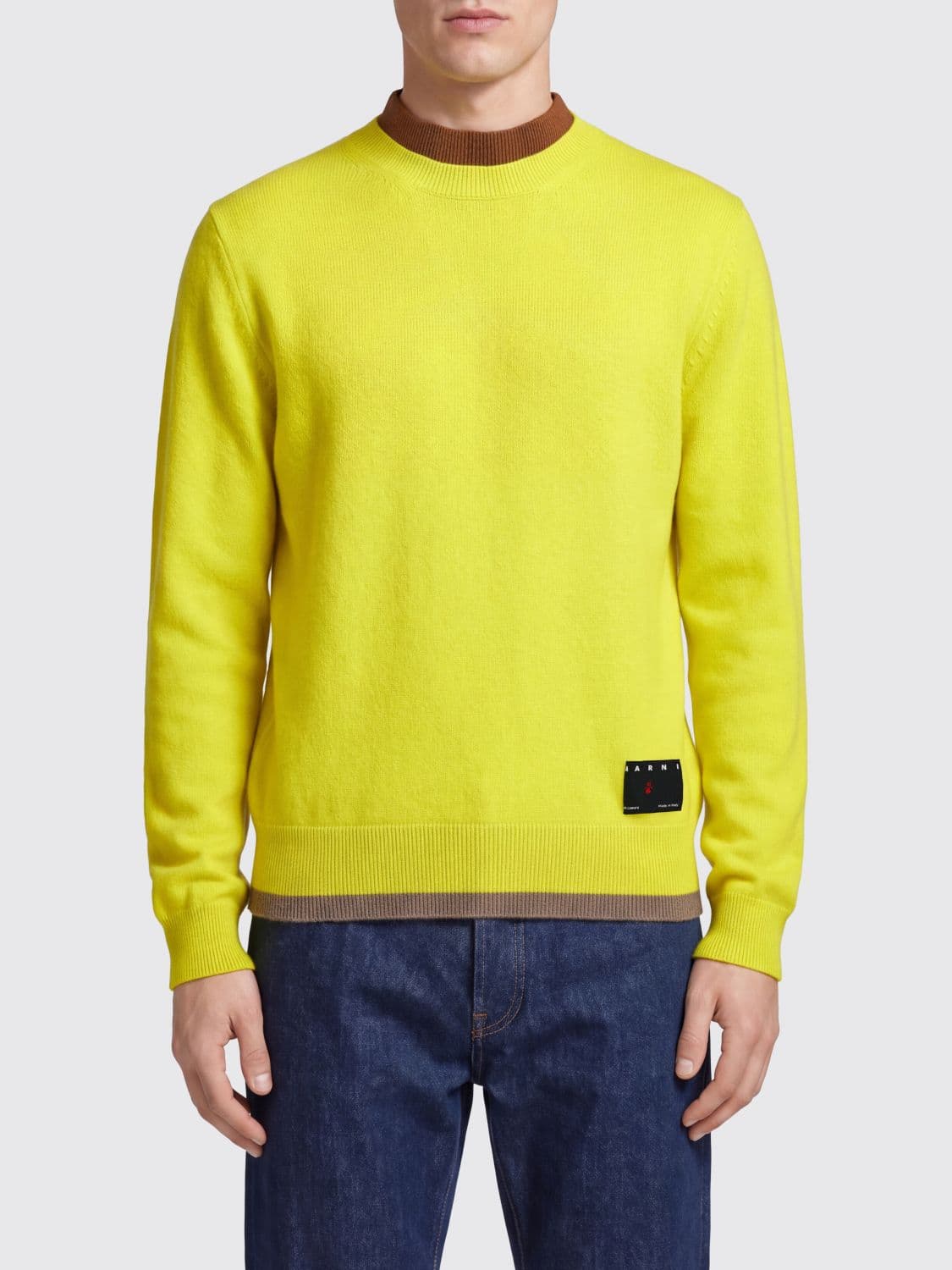Marni Slim Fit Cashmere Crewneck Jumper with Contrast Trims
