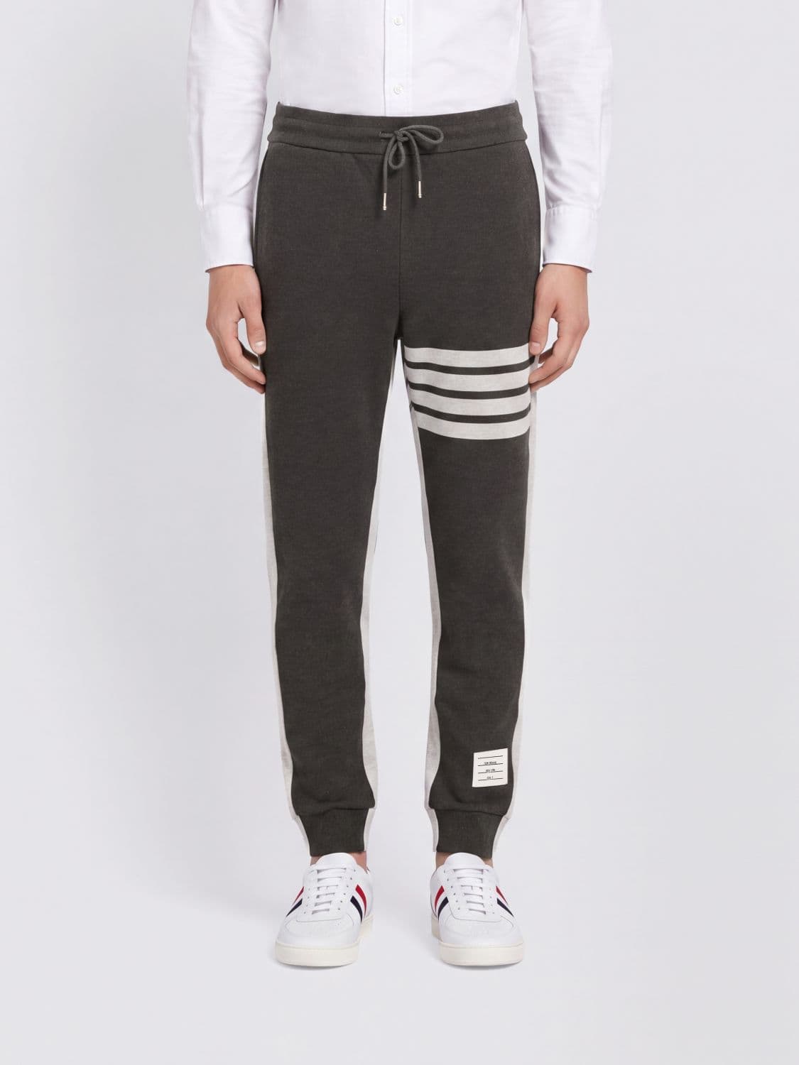 Thom Browne 4-Bar Stripe Cotton Jogging Trousers with Drawstring Waist