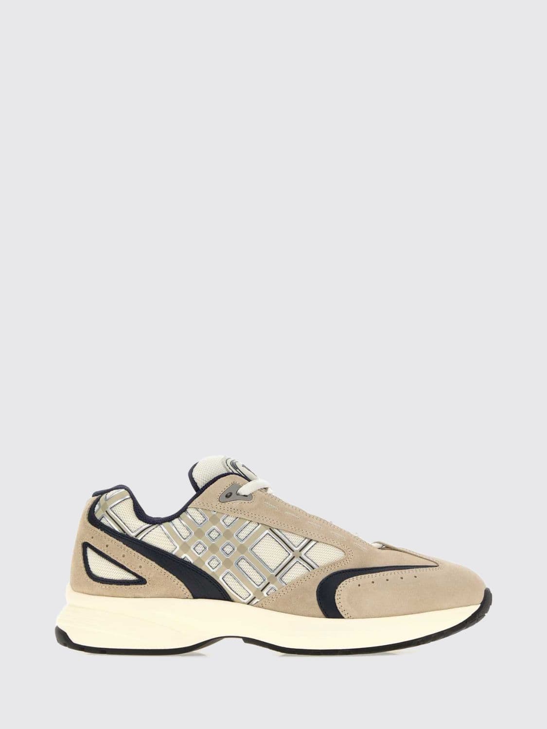 Burberry Eclipse Suede and Mesh Sneakers with Check Inserts