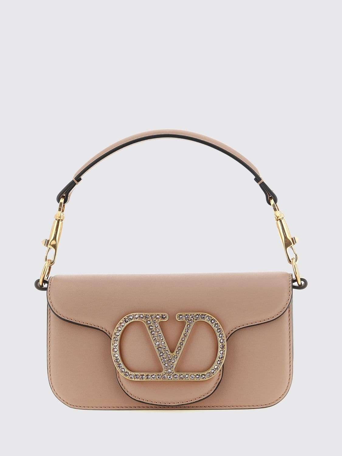 Valentino Garavani Locò Mini Leather Handbag with Crystal VLogo