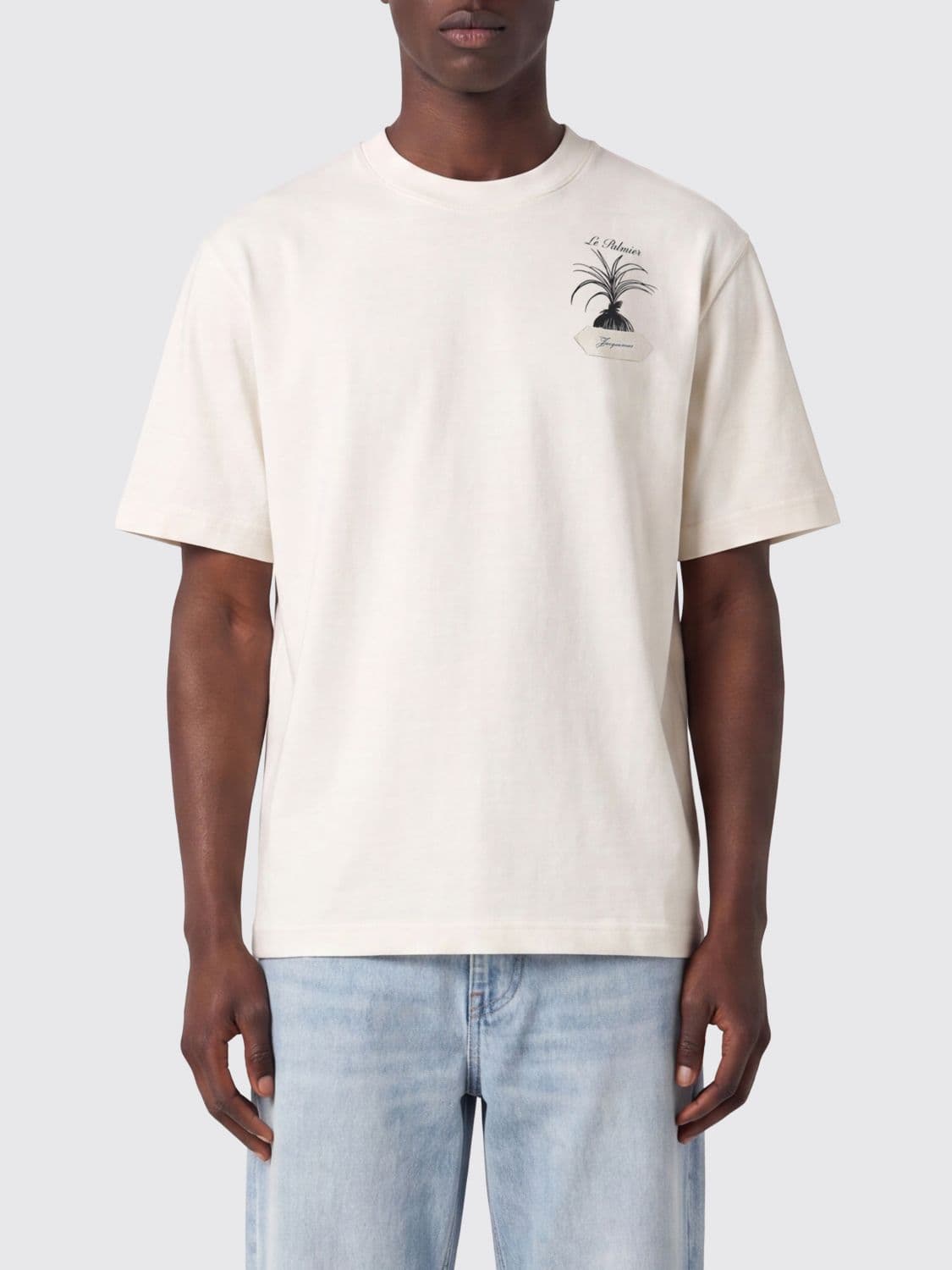 Jacquemus Cotton T-Shirt with Contrast Logo and Dropped Shoulders