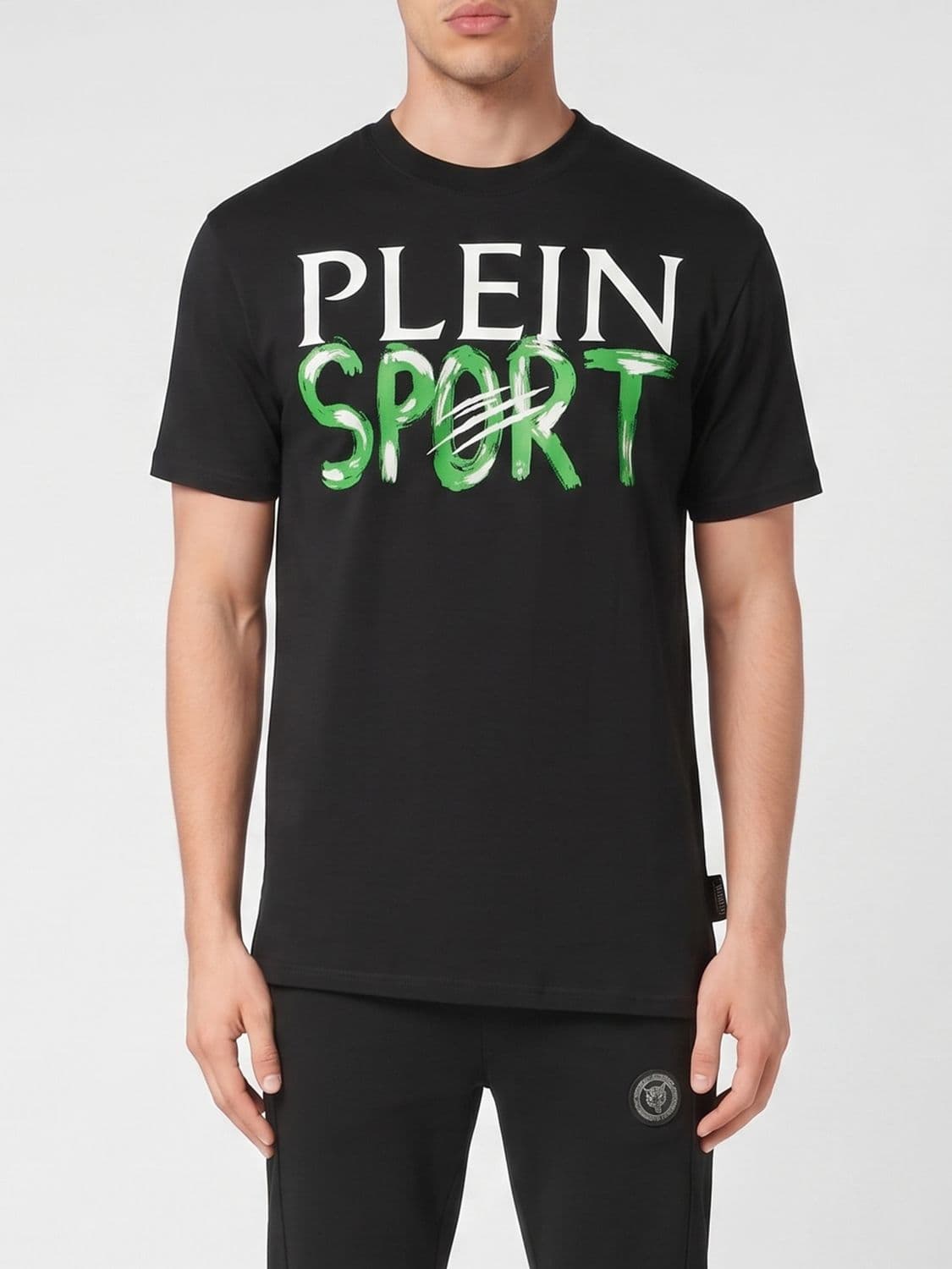 Plein Sport Cotton T-Shirt with Contrasting Front Printed Logo